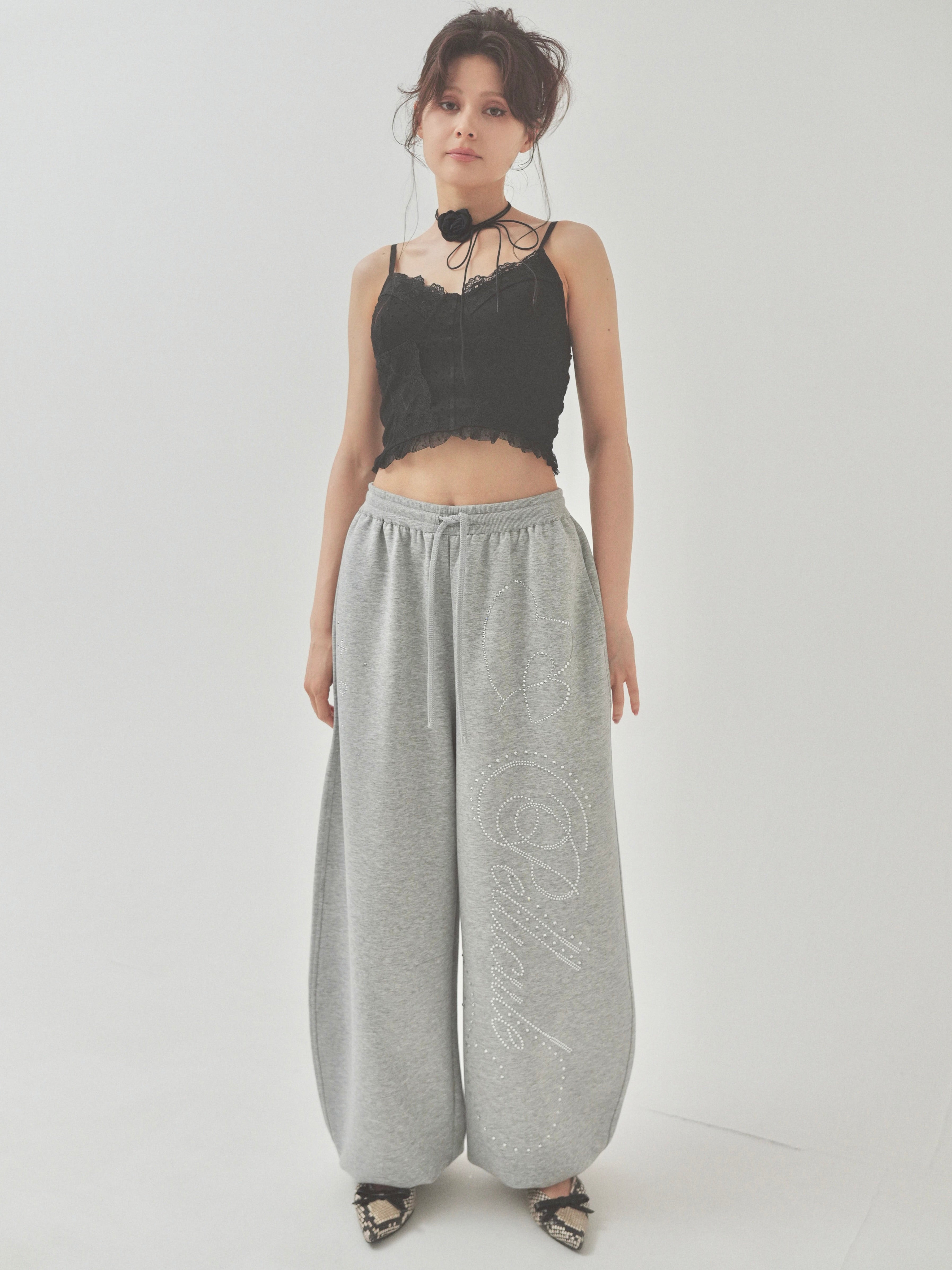 【一部予約】stone-deco sweat pants