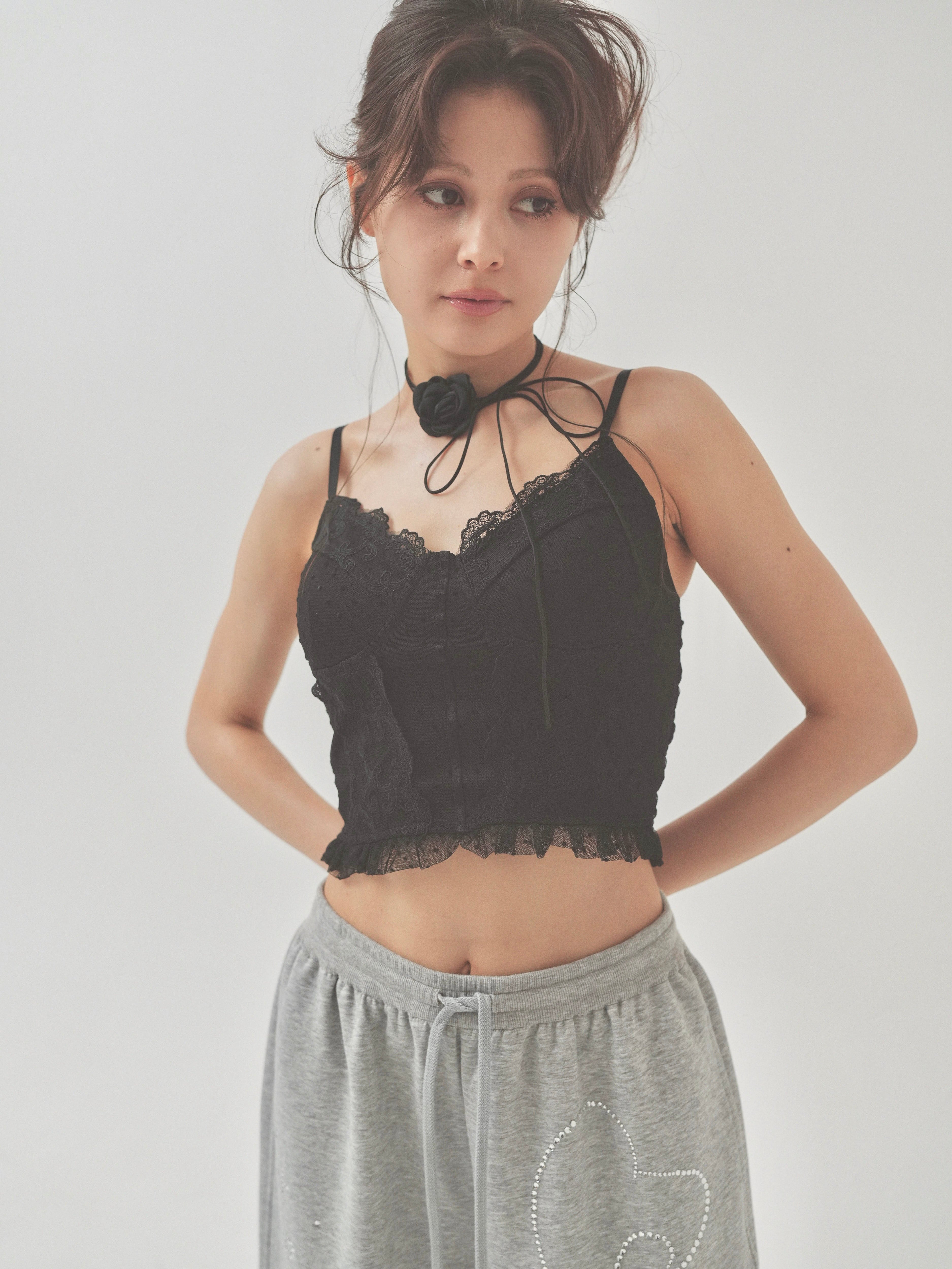 dot lace corset camisole