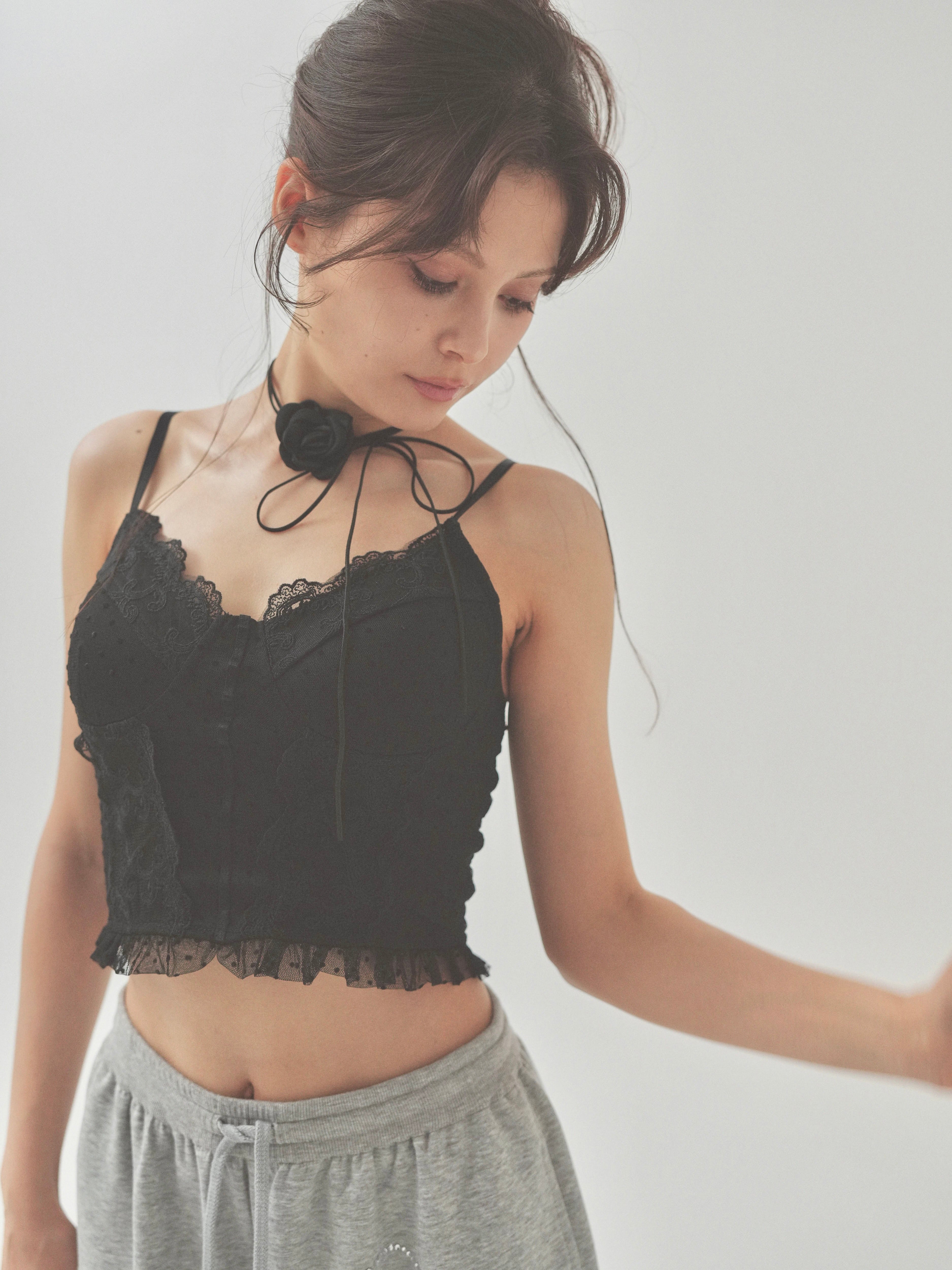 dot lace corset camisole