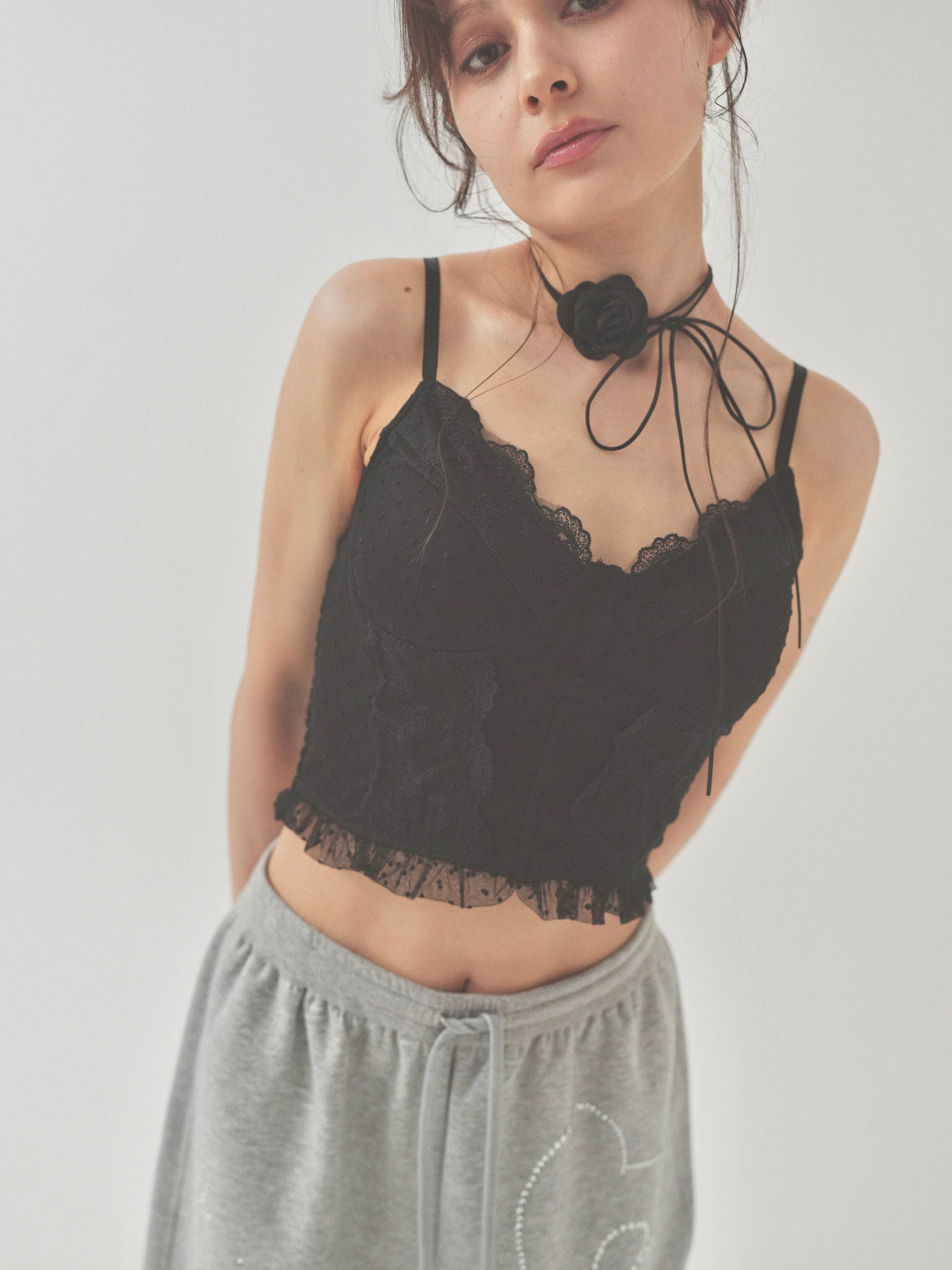 dot lace corset camisole