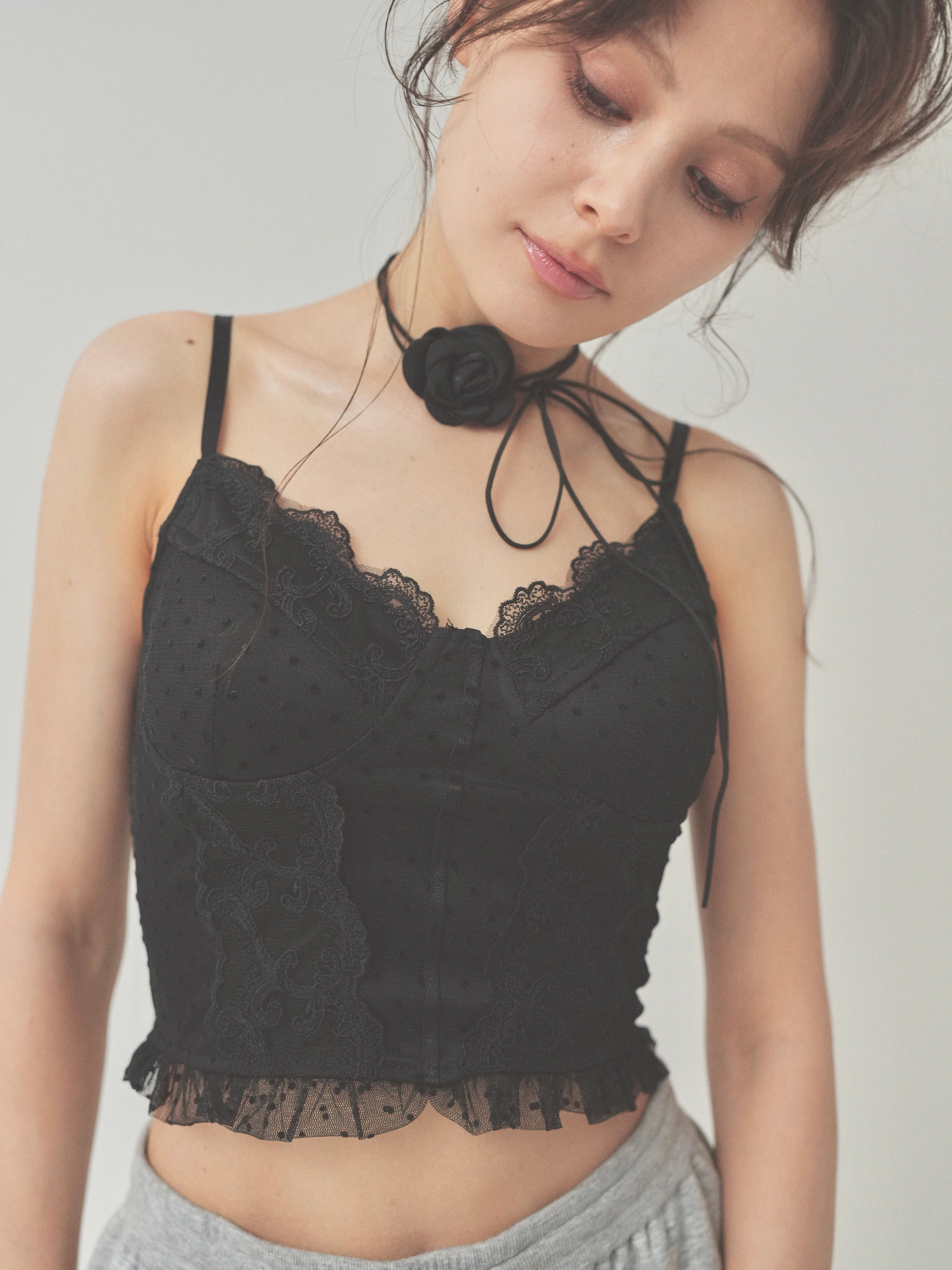 dot lace corset camisole