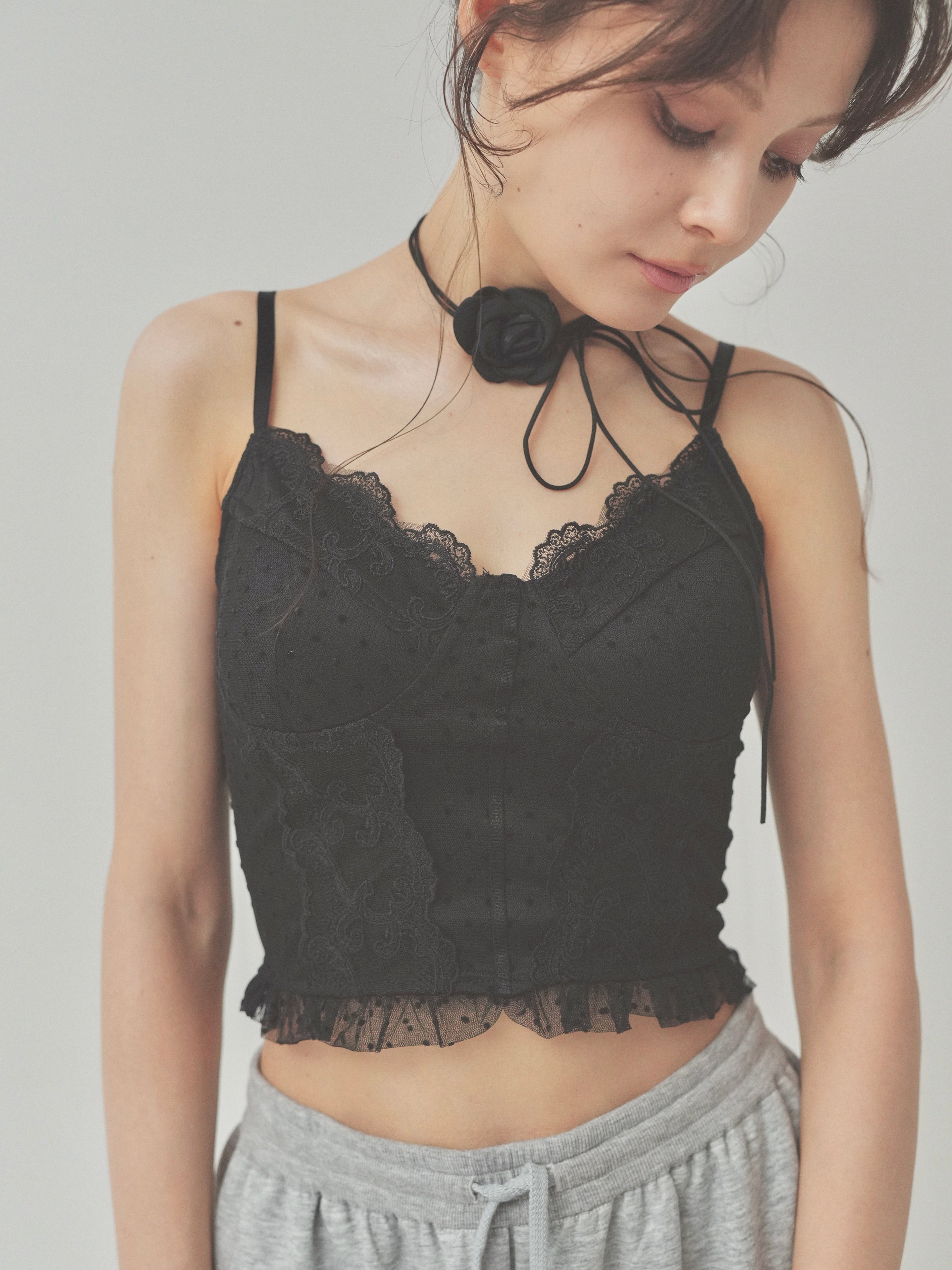 dot lace corset camisole