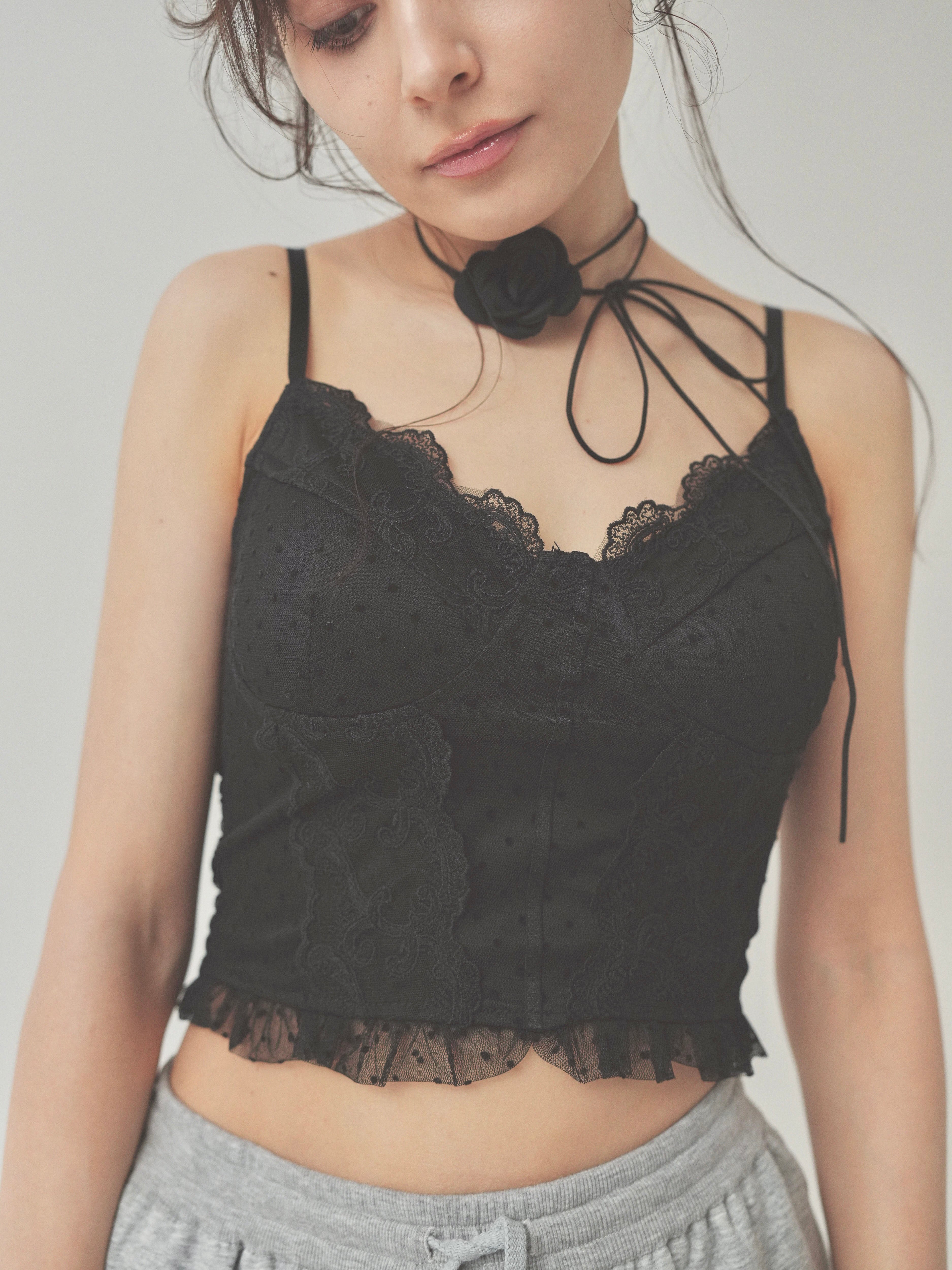 dot lace corset camisole