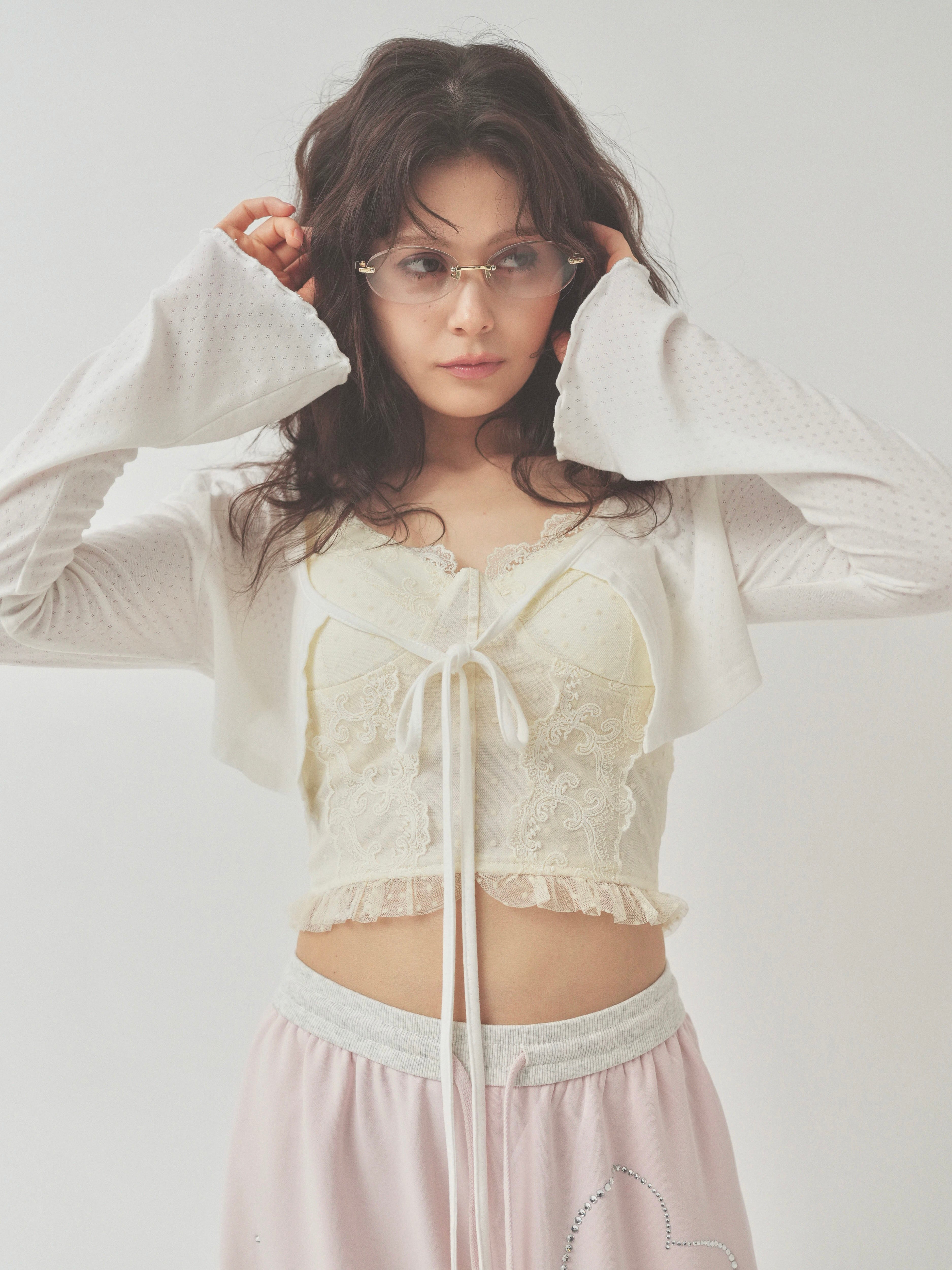 dot lace corset camisole