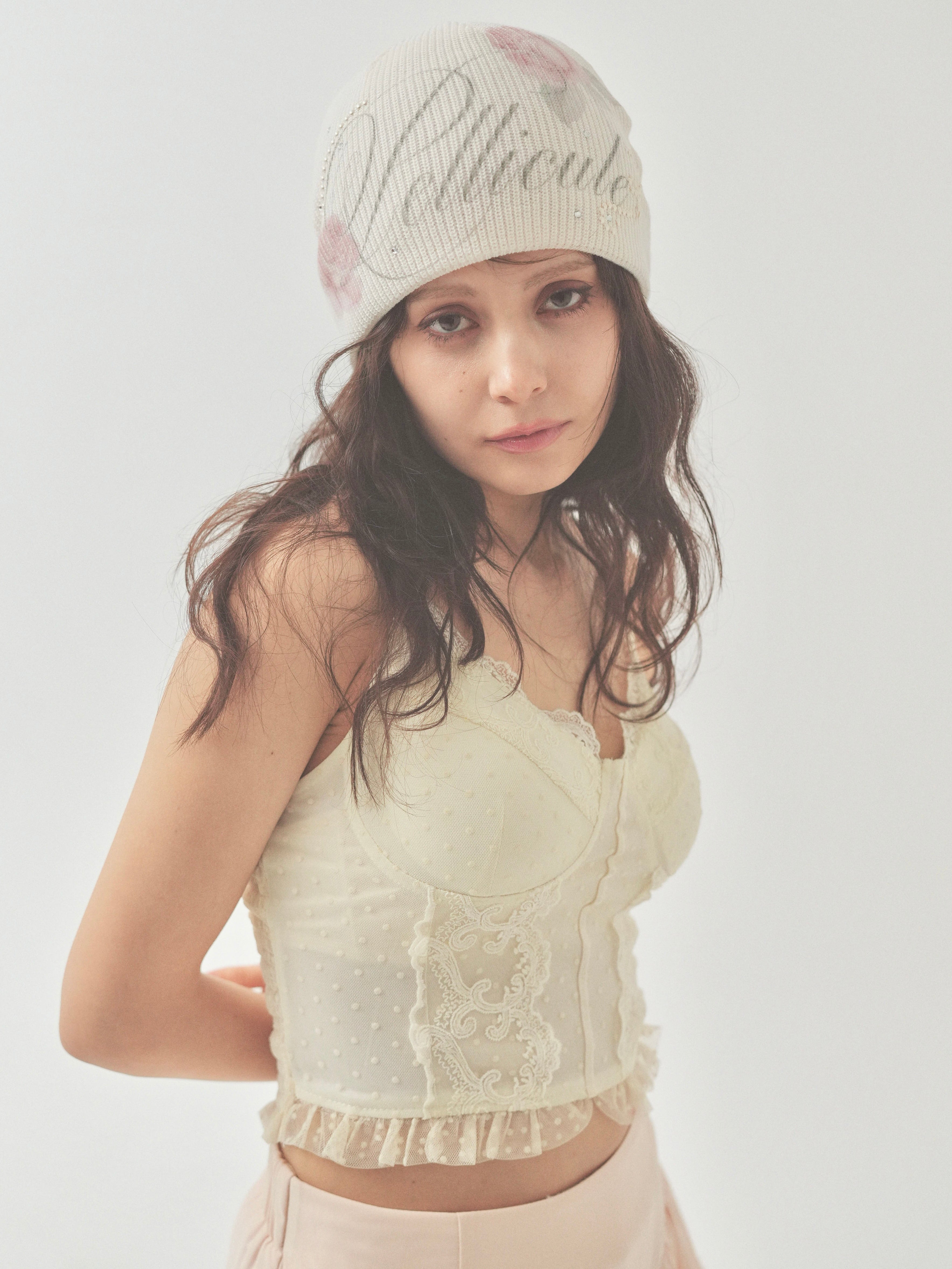 rose lettering beanie