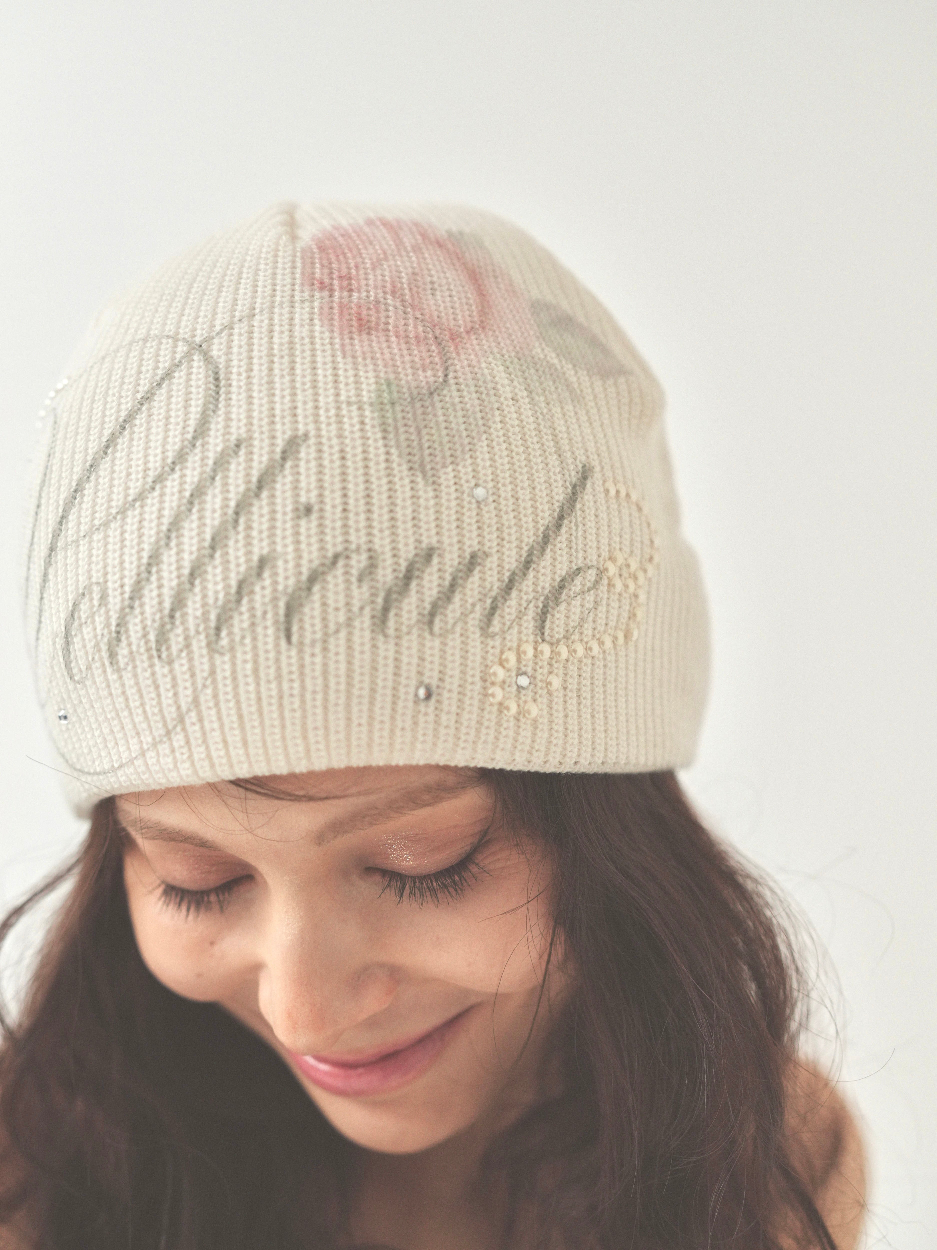 rose lettering beanie