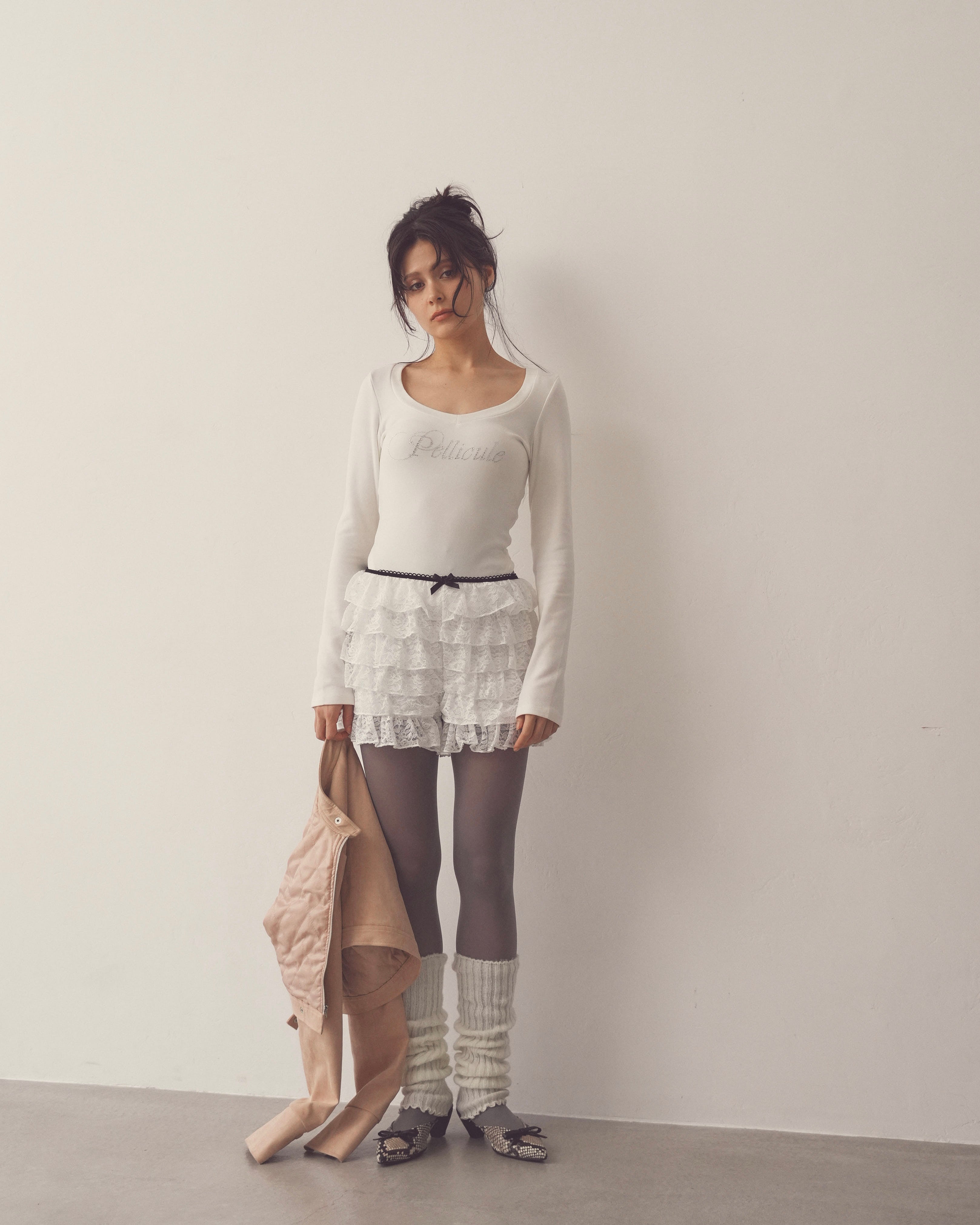 lace tieredfrill short pt