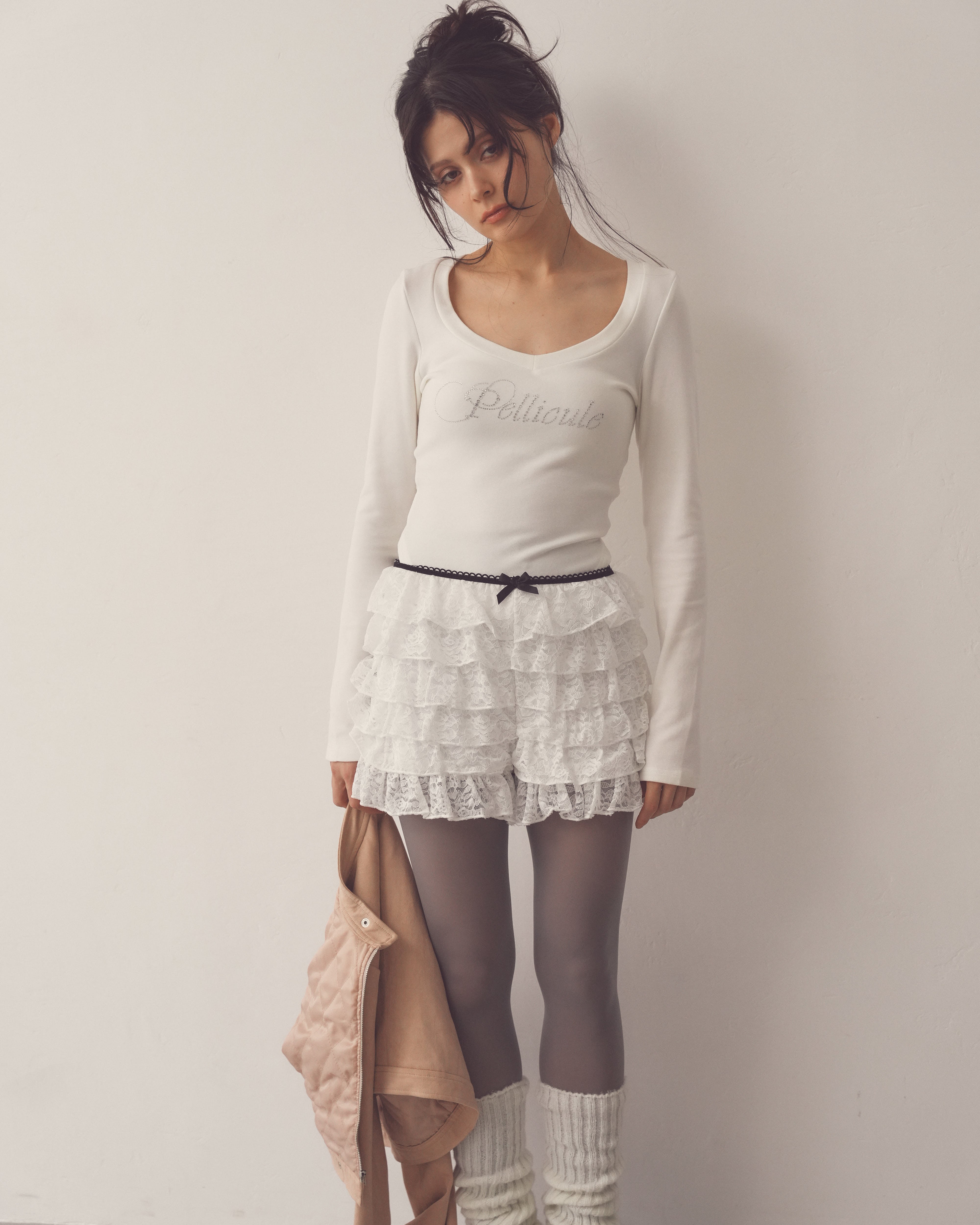 lace tieredfrill short pt