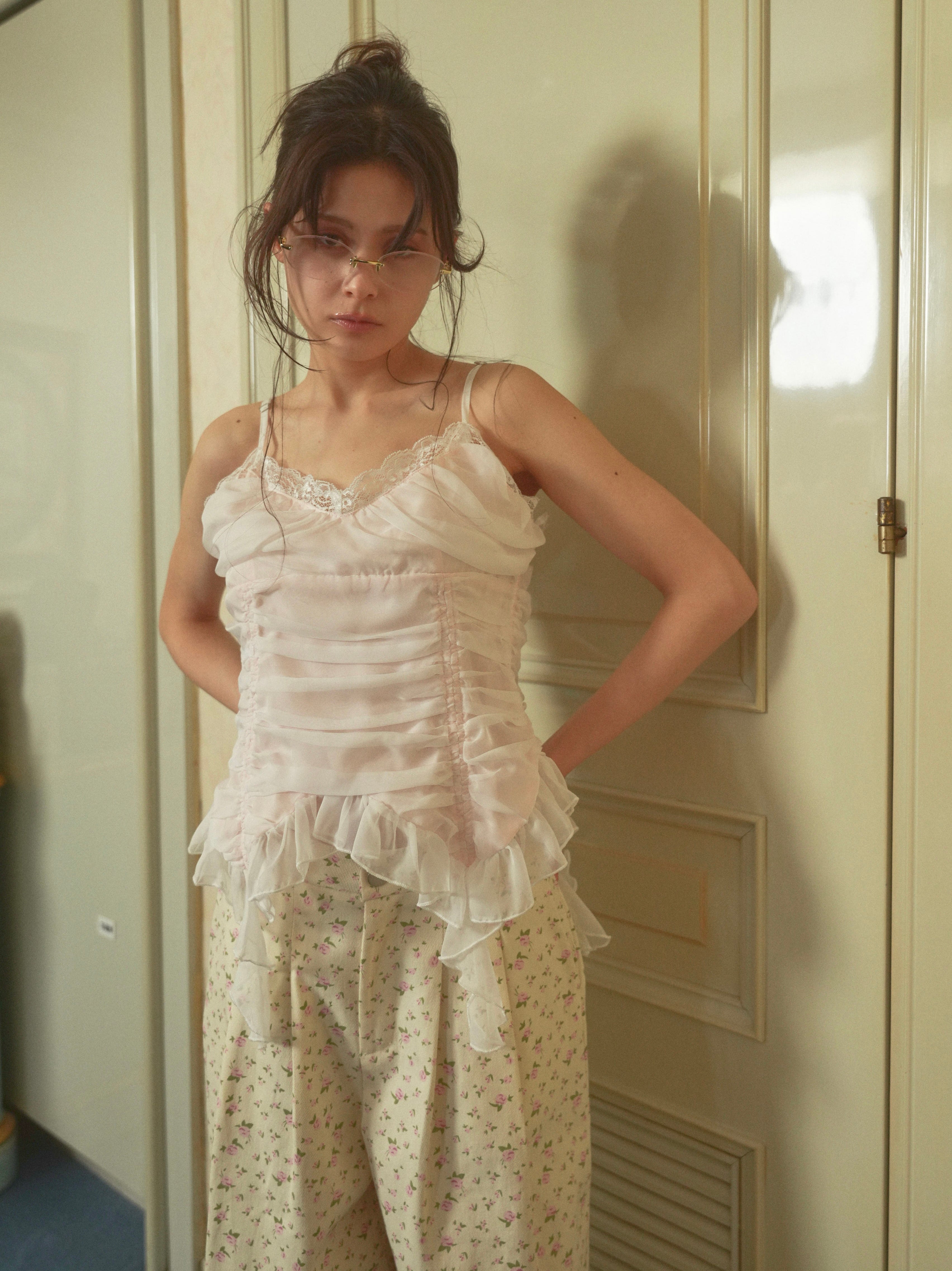 chiffon gather cami
