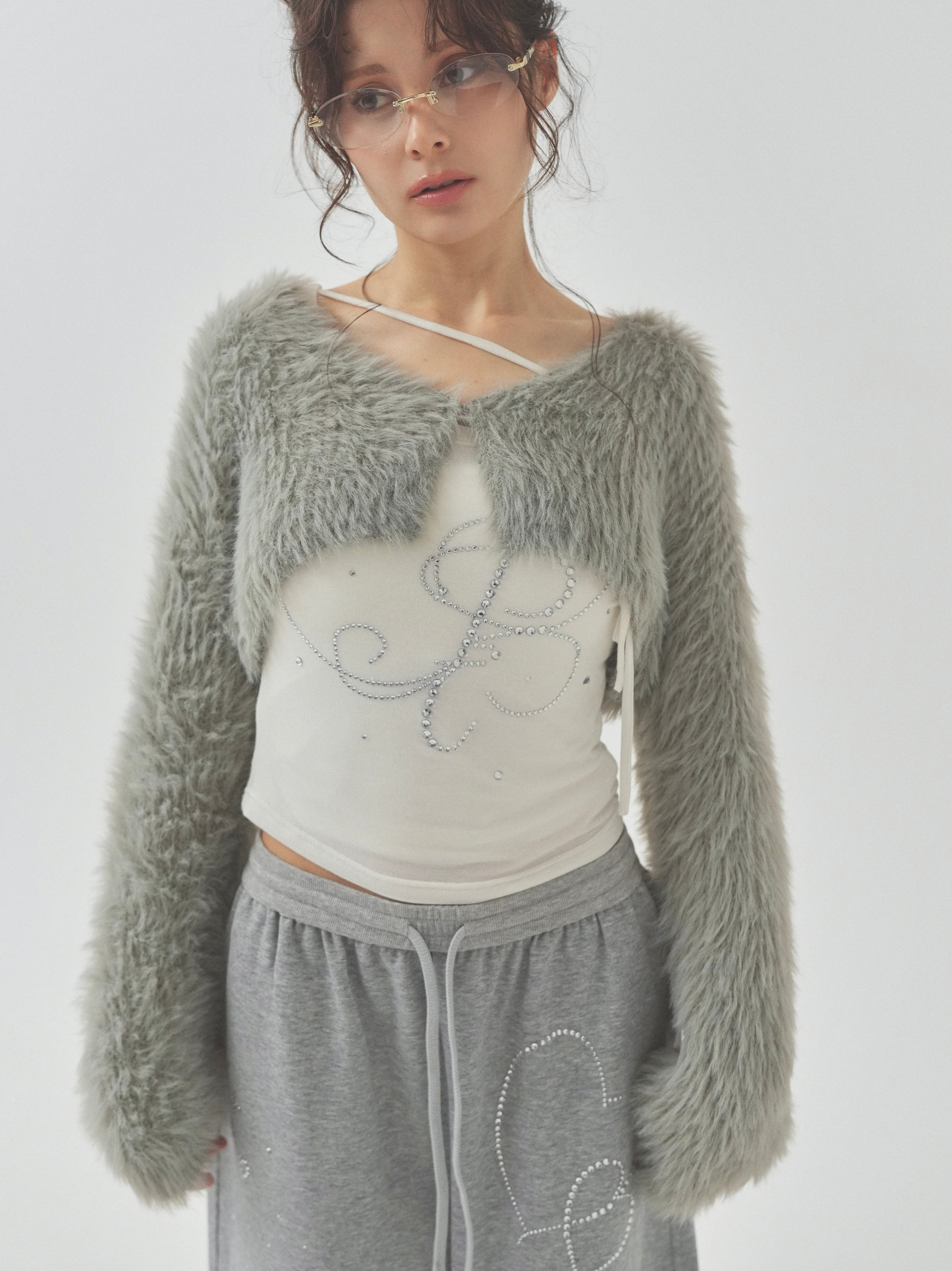 shaggy mini cardigan