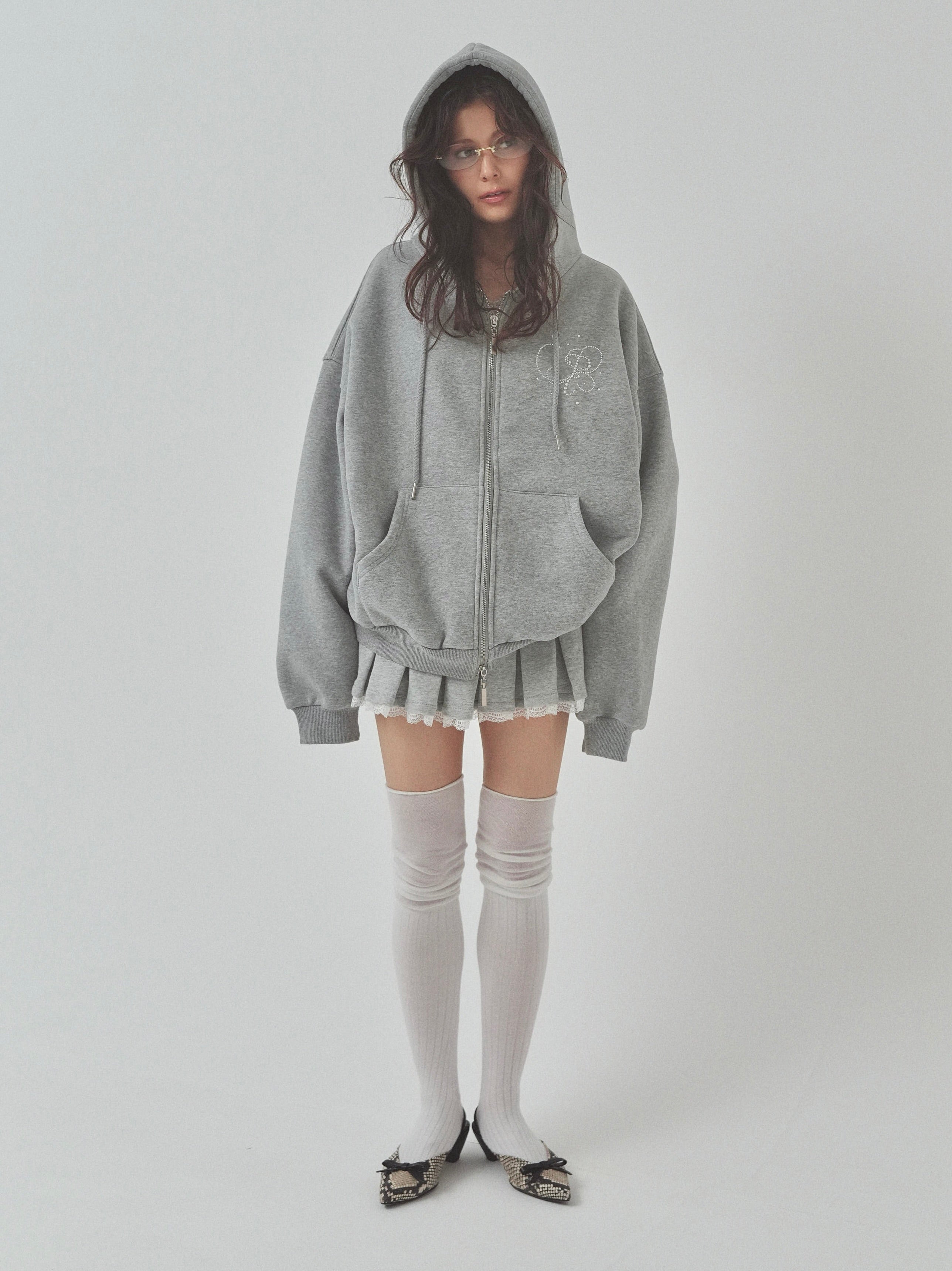 sweat lace pleats skirt