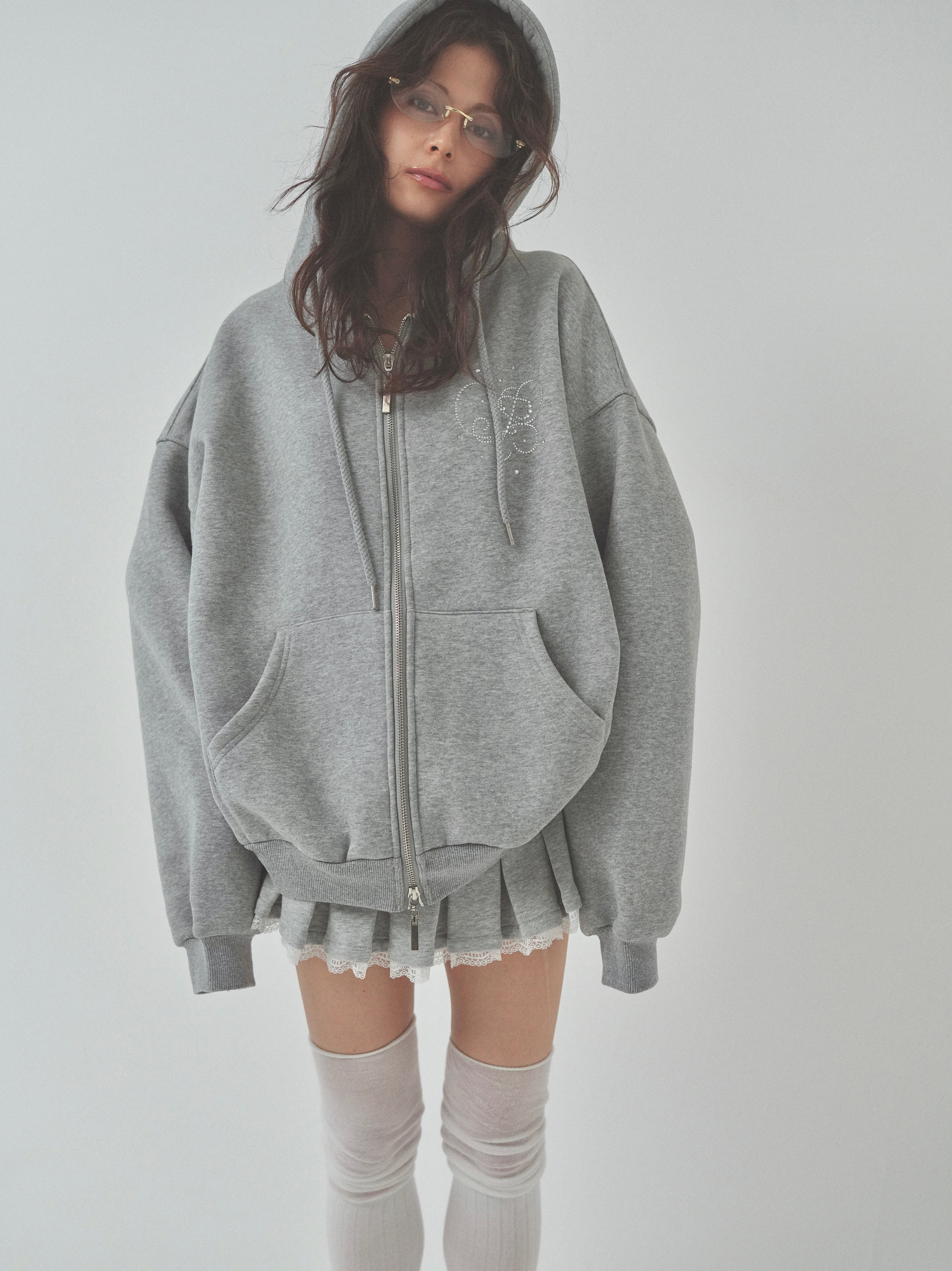 sweat lace pleats skirt