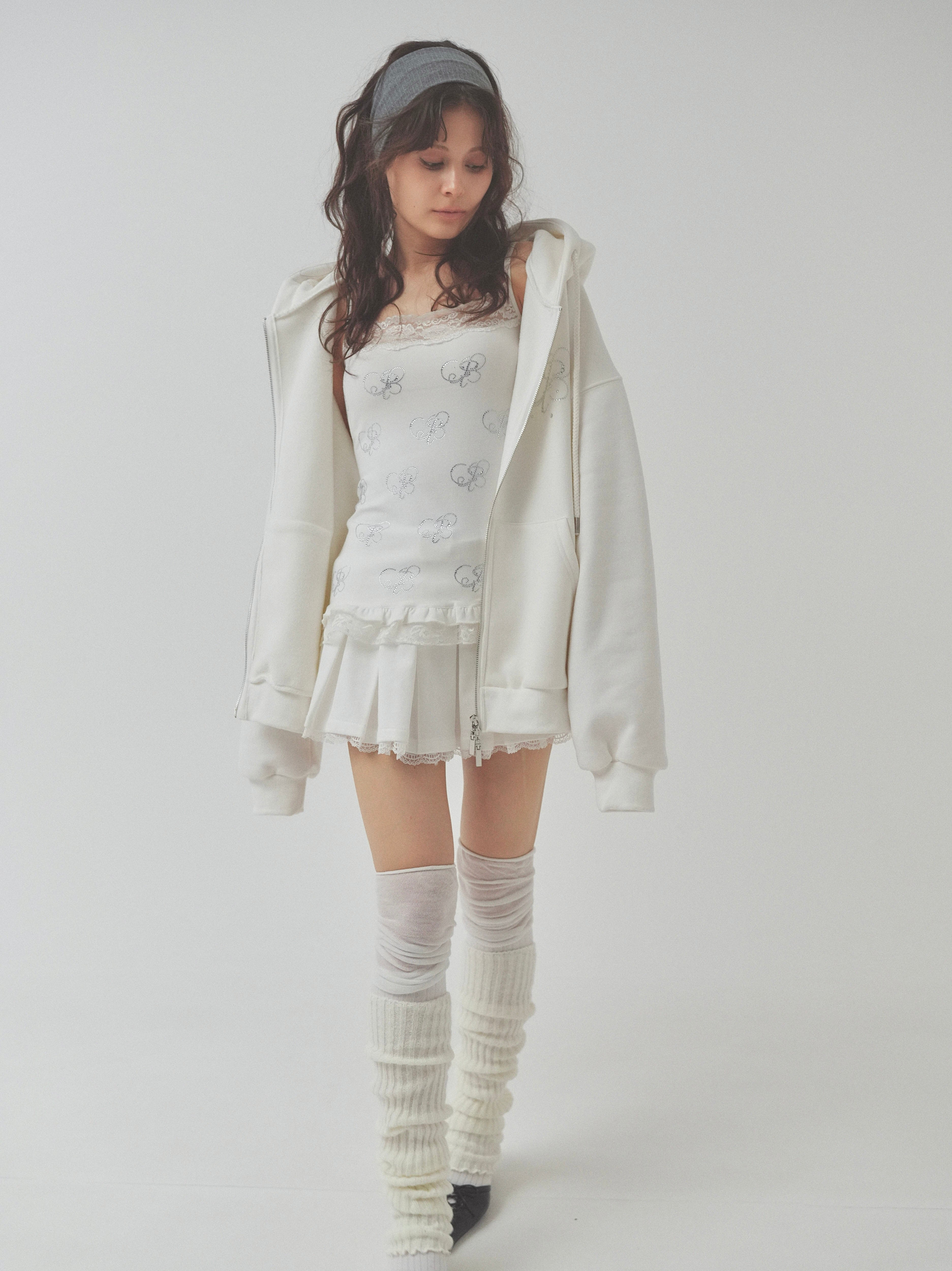 sweat lace pleats skirt