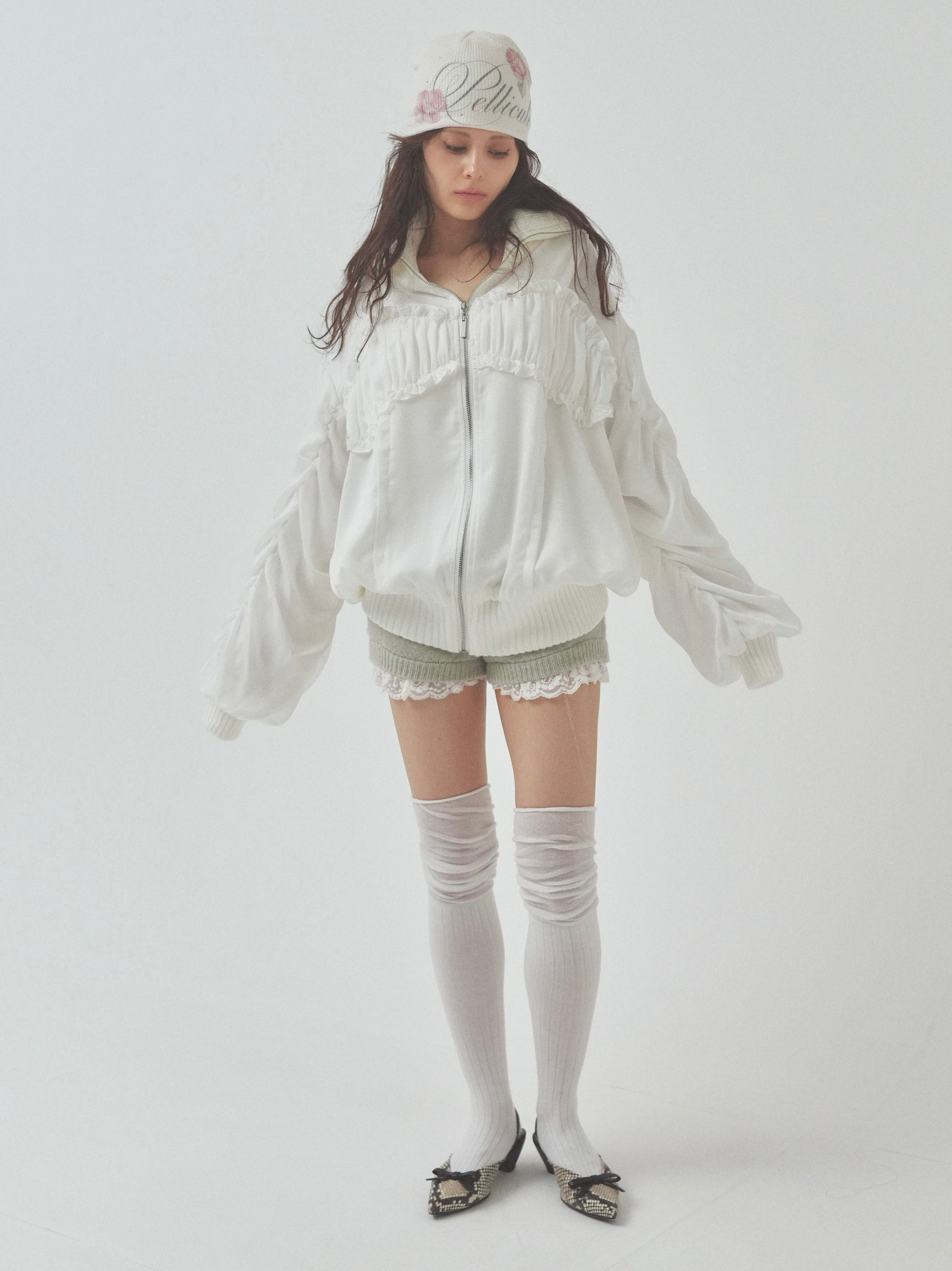 ribbon gather lib blouson