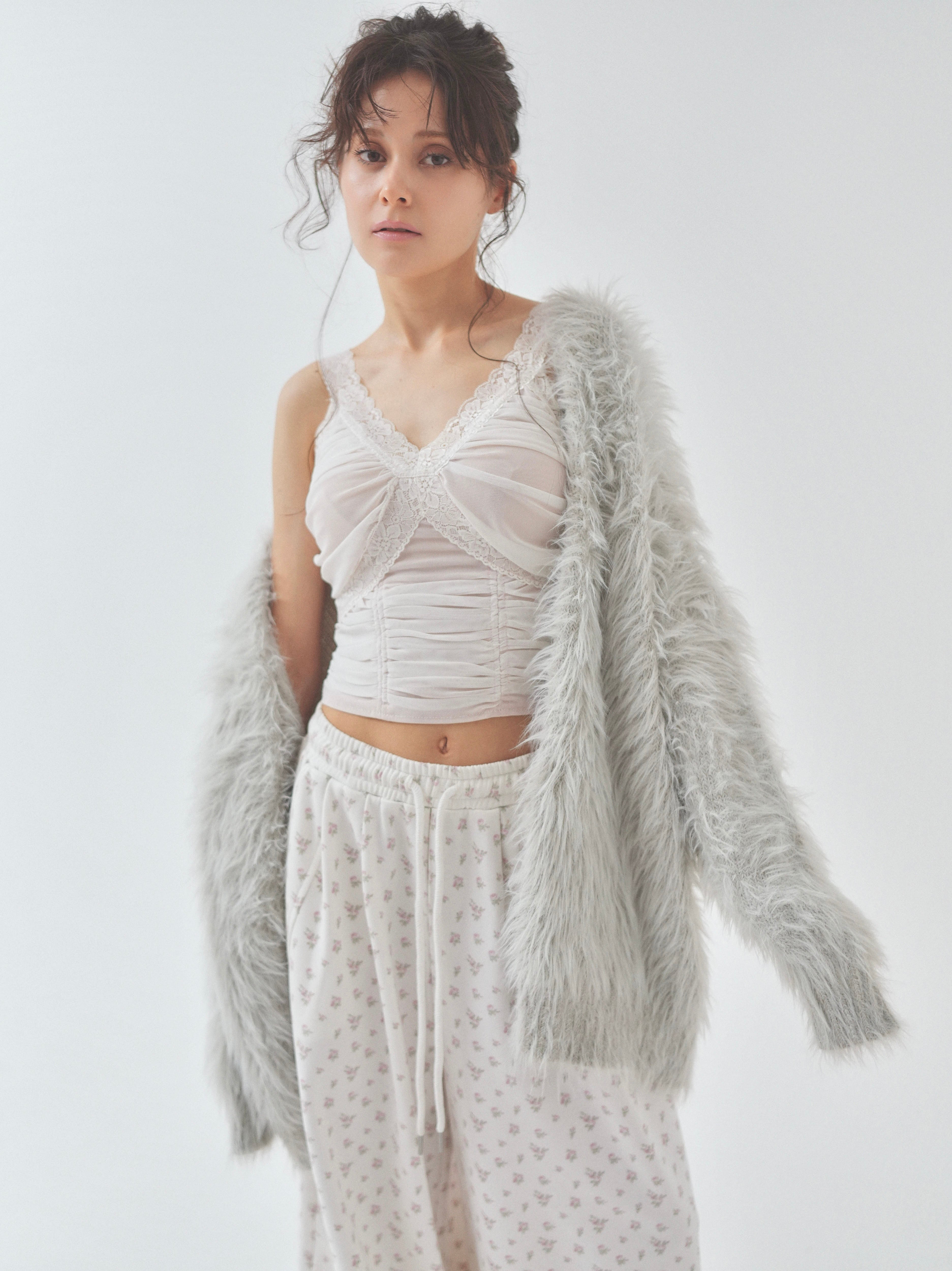 cat fur pail cardigan