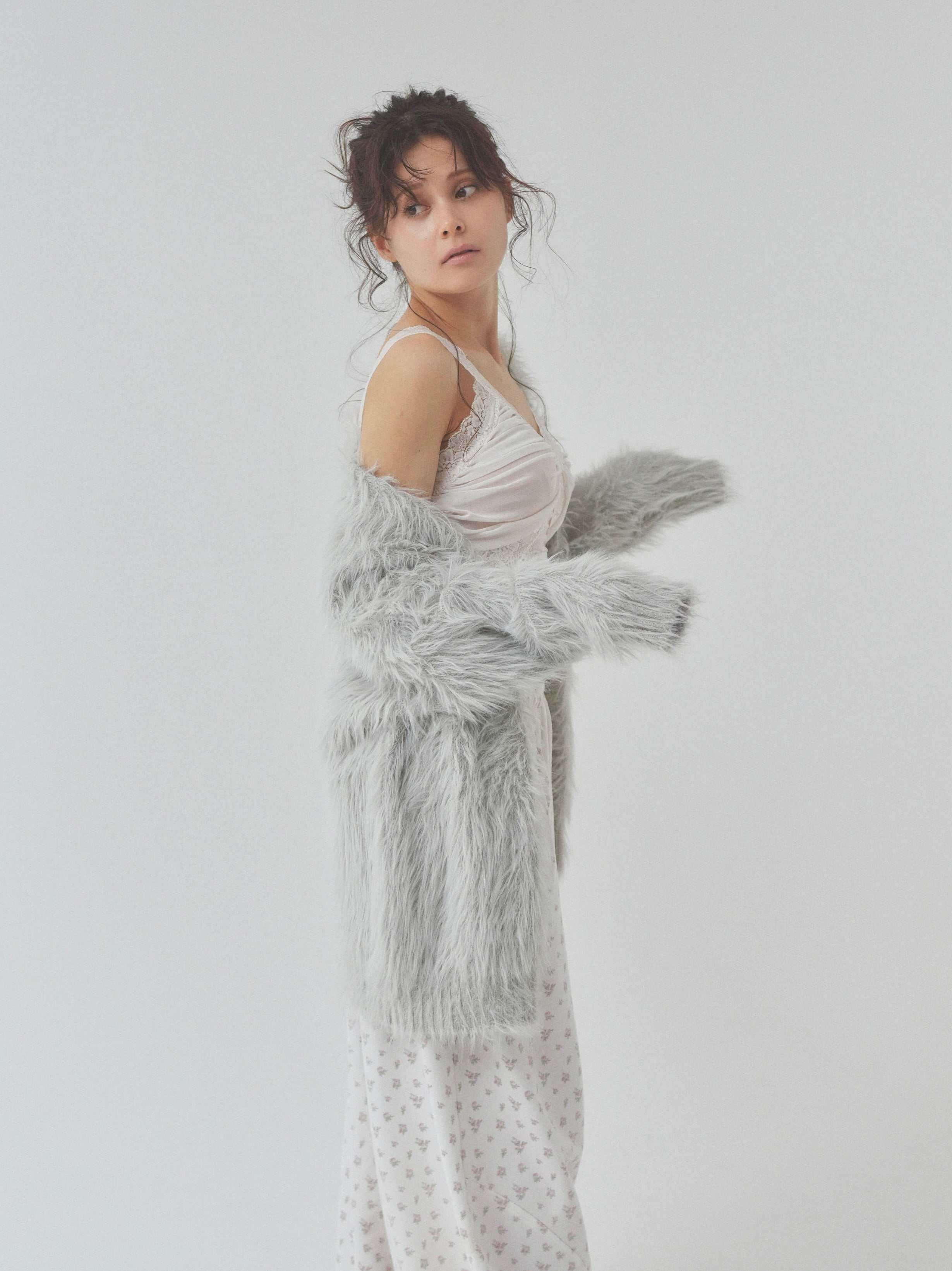 cat fur pail cardigan