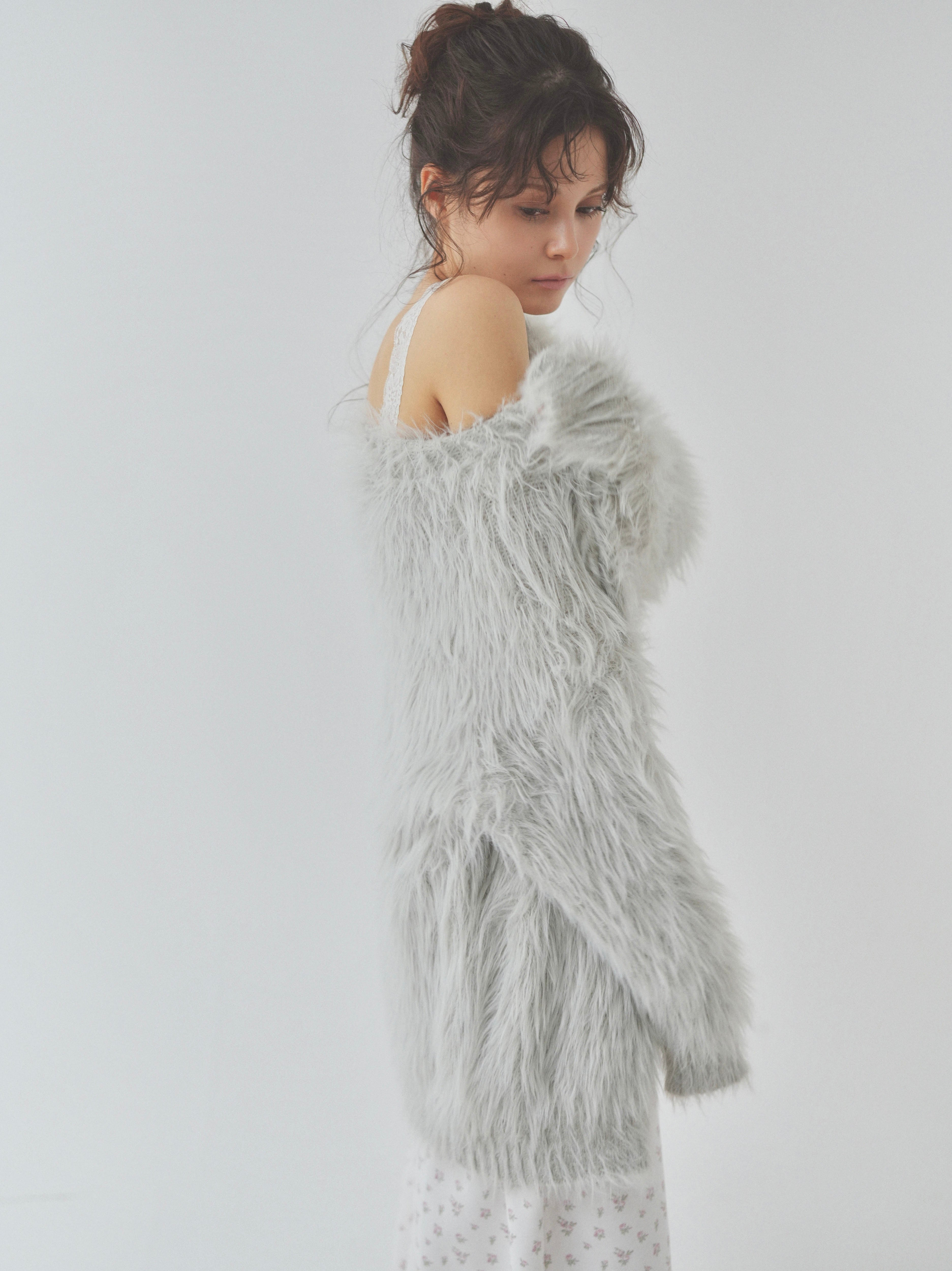 cat fur pail cardigan