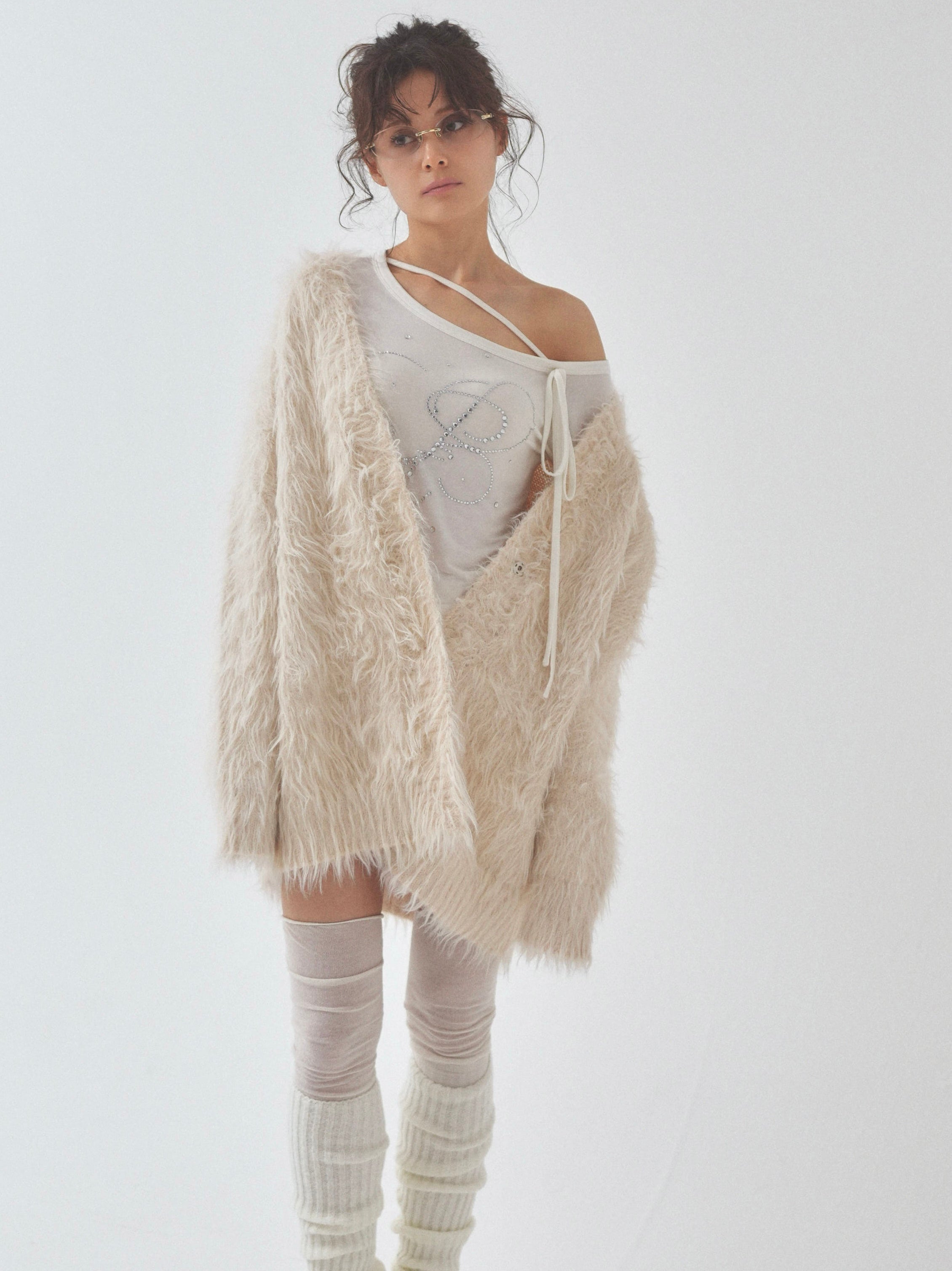 cat fur pail cardigan