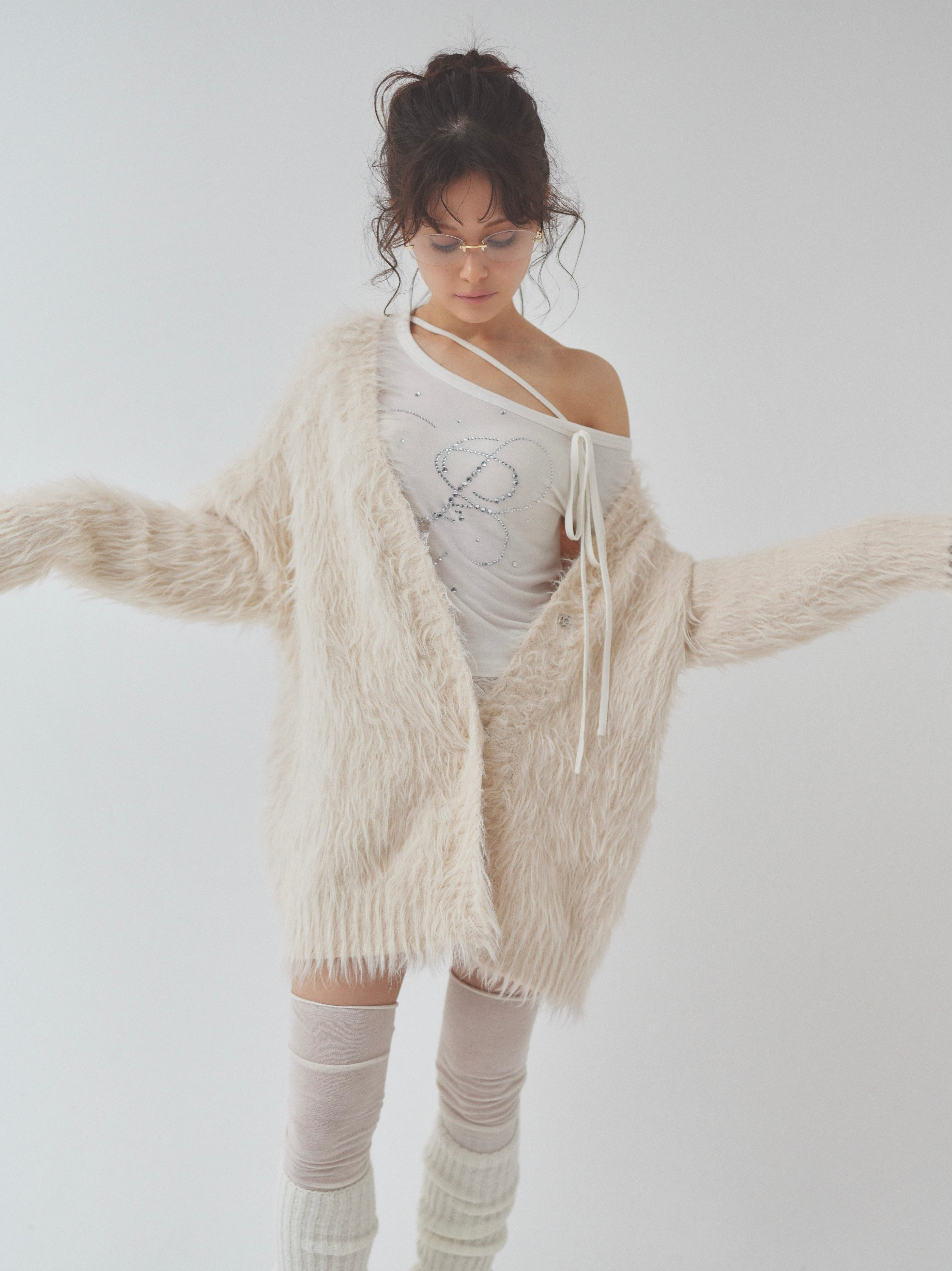 cat fur pail cardigan