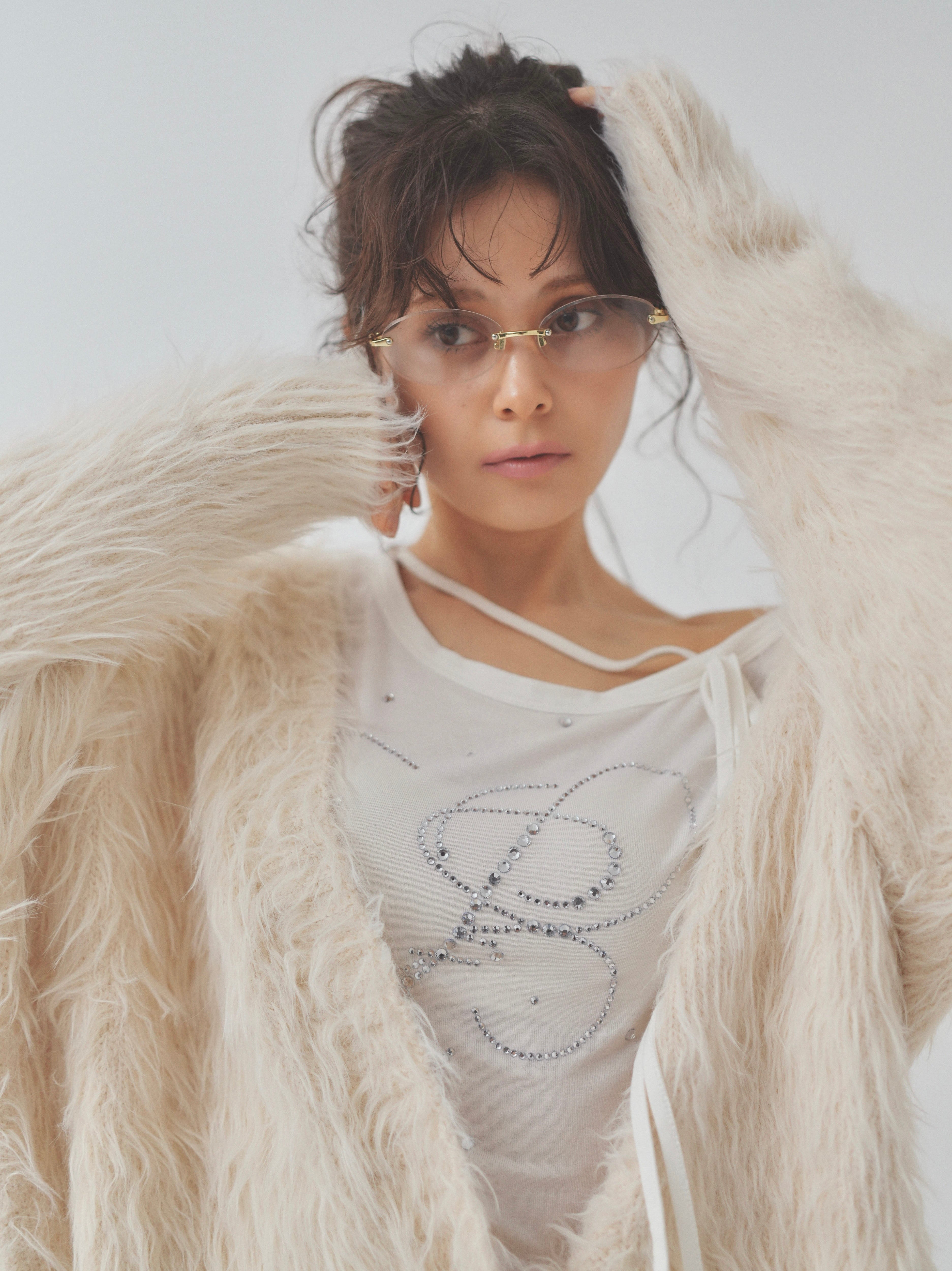 cat fur pail cardigan