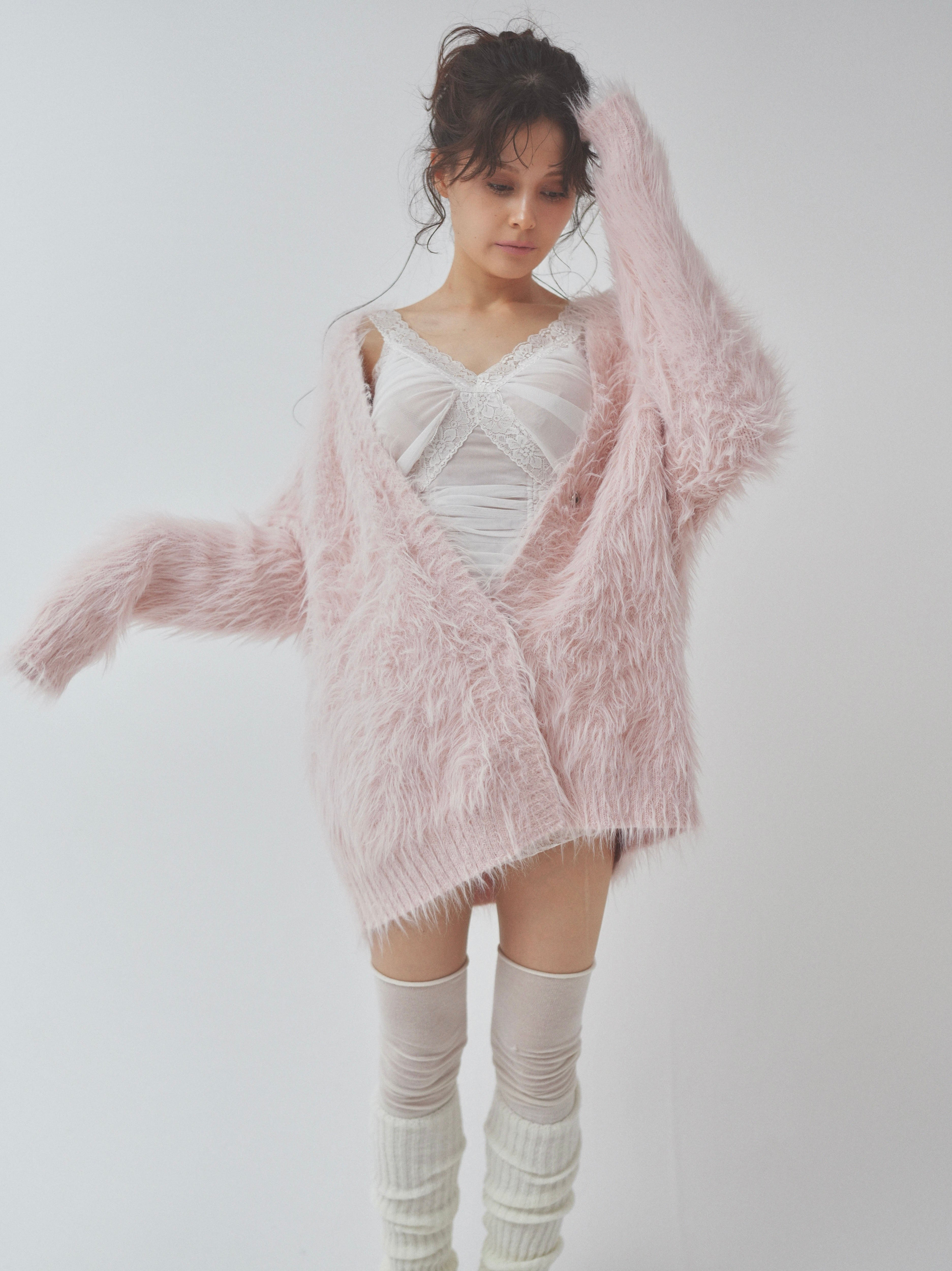 cat fur pail cardigan