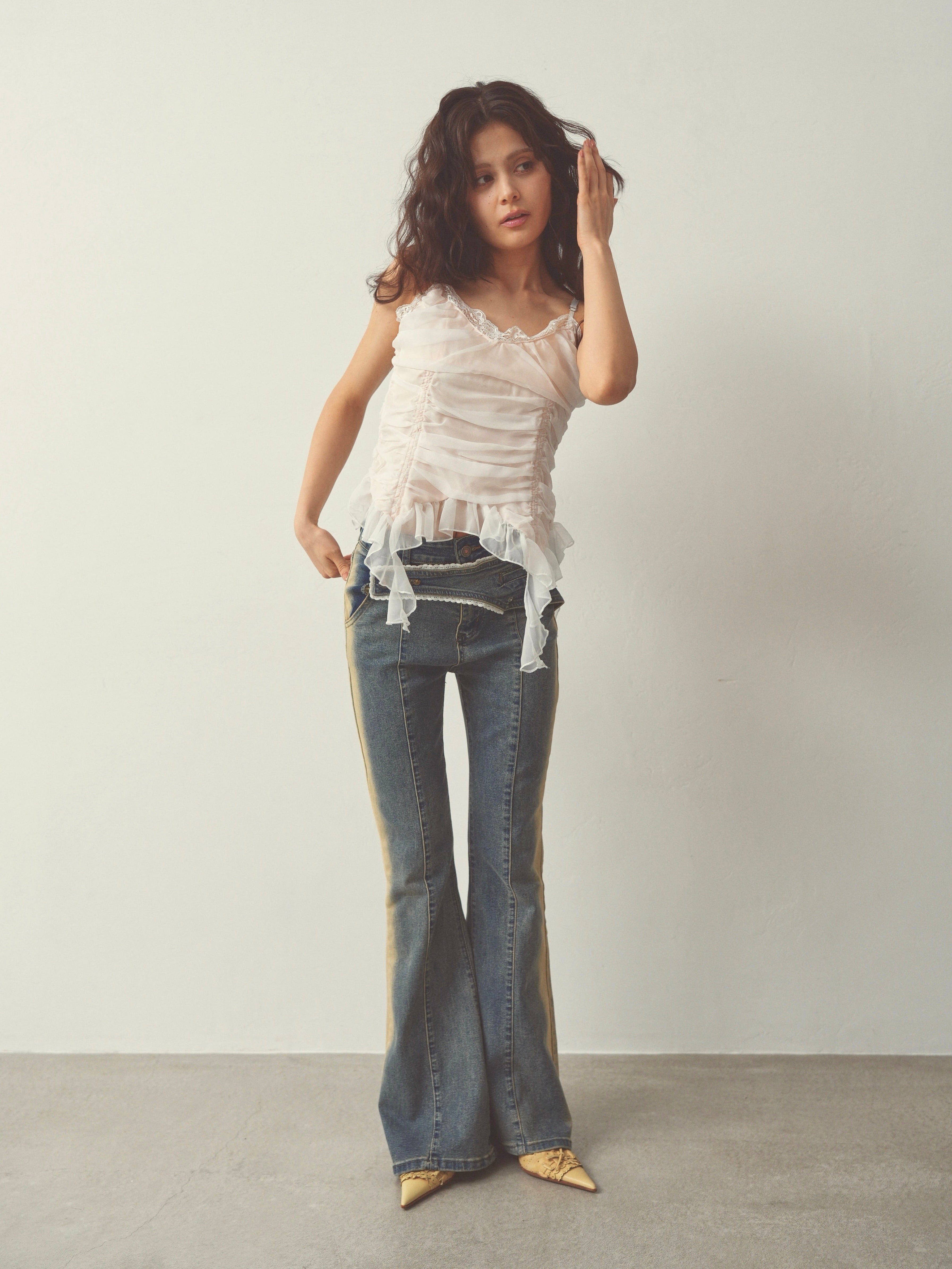 chiffon gather cami