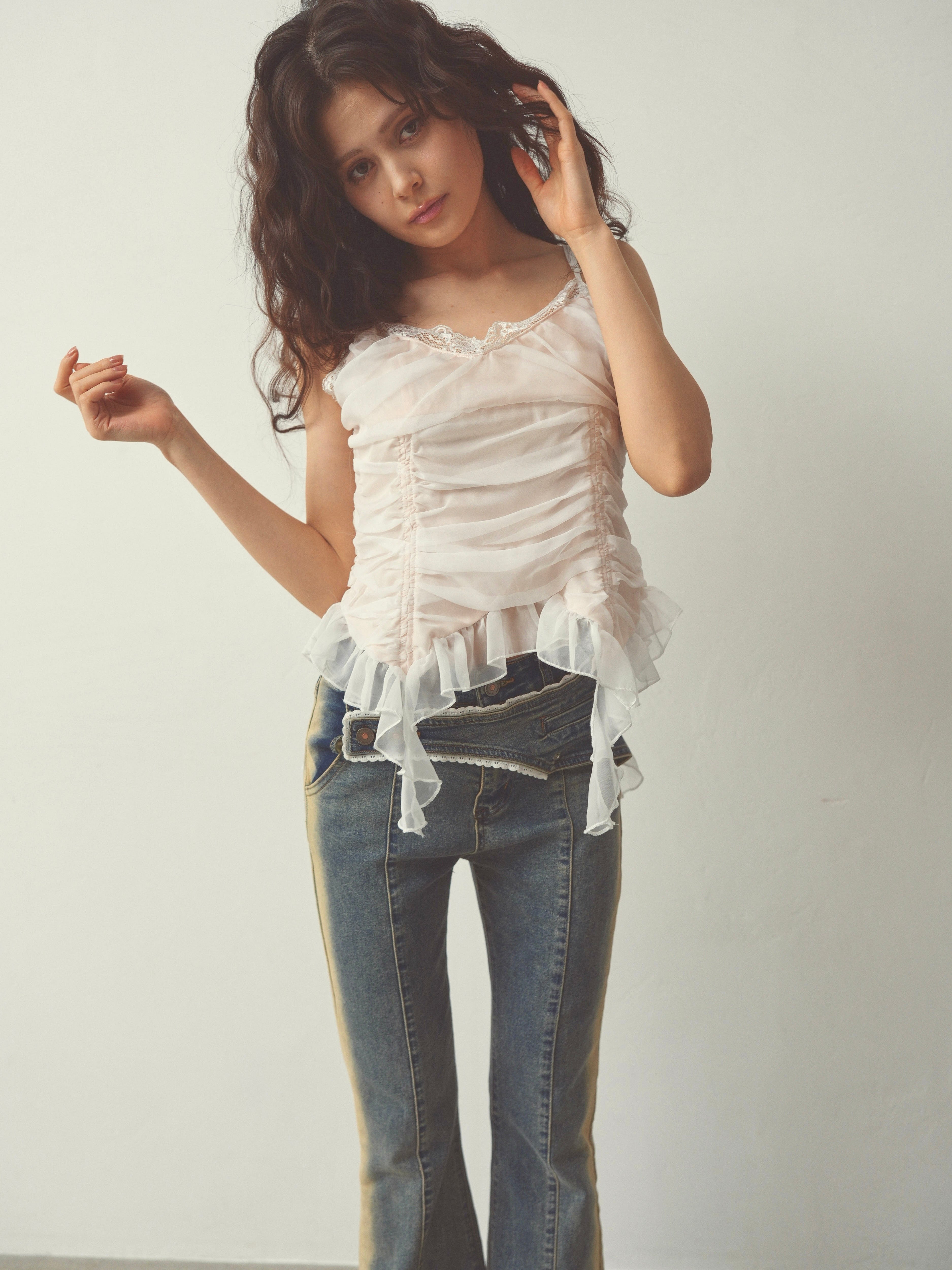 chiffon gather cami