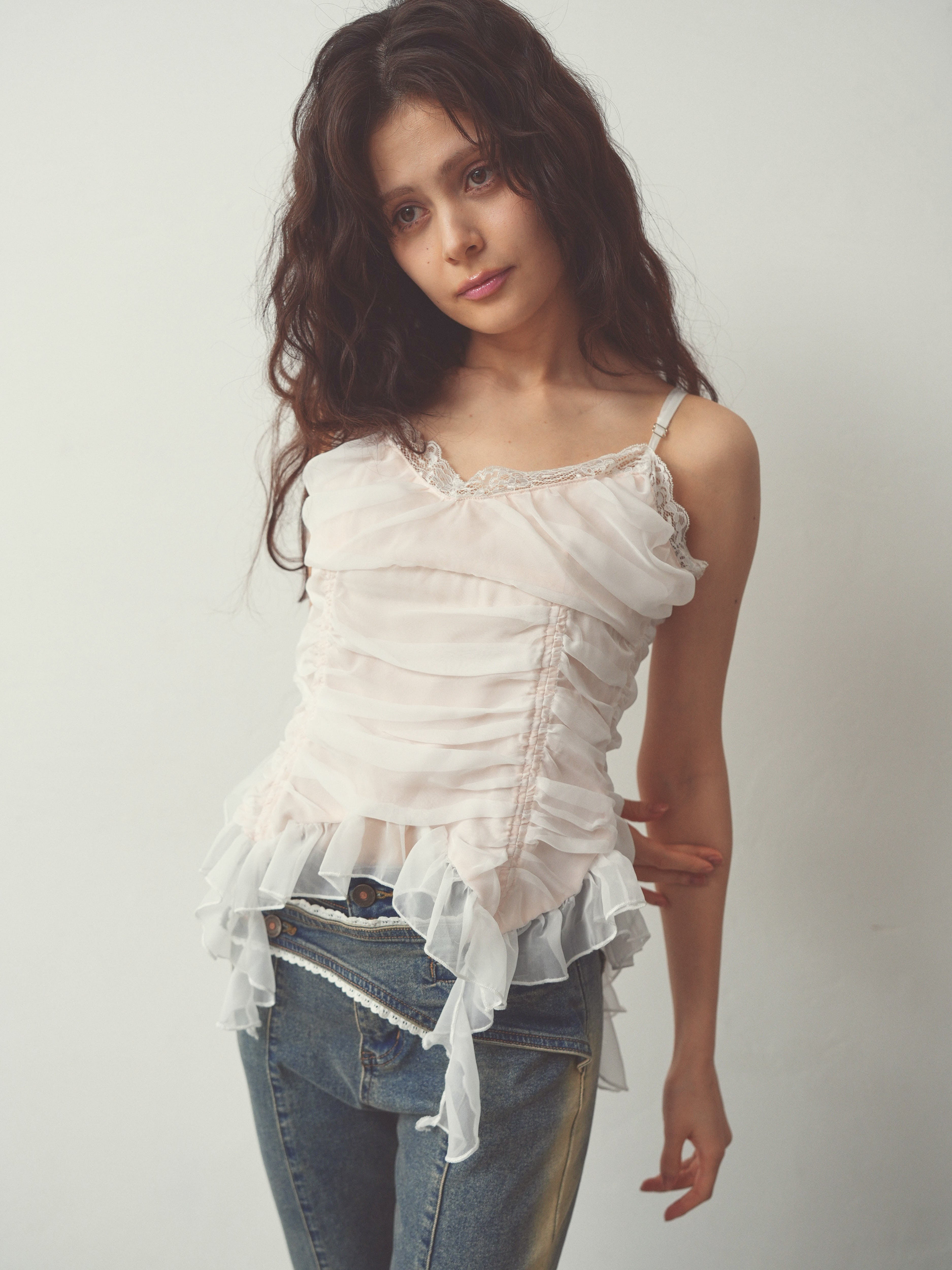chiffon gather cami