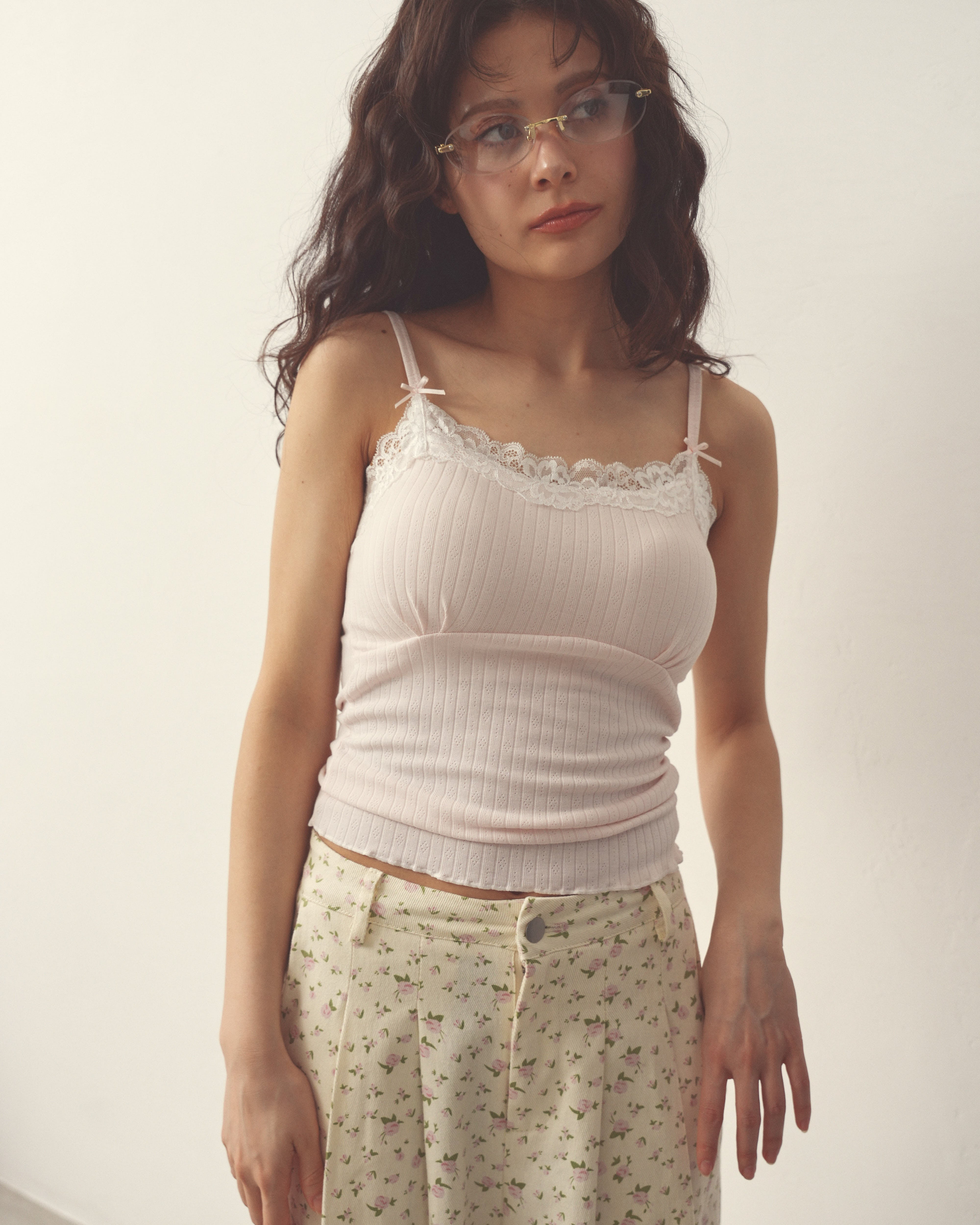 eyelet ribbon camisole