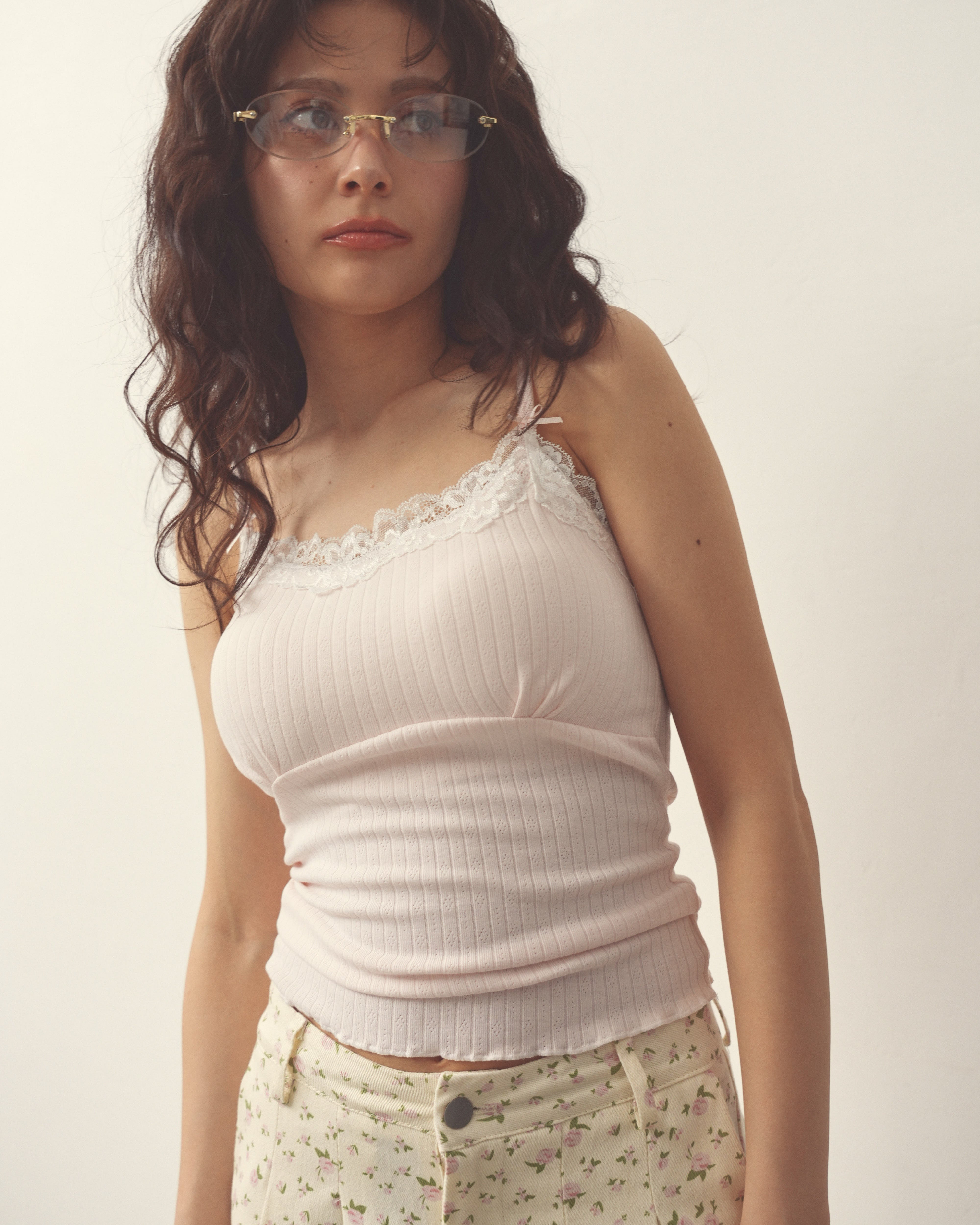 eyelet ribbon camisole