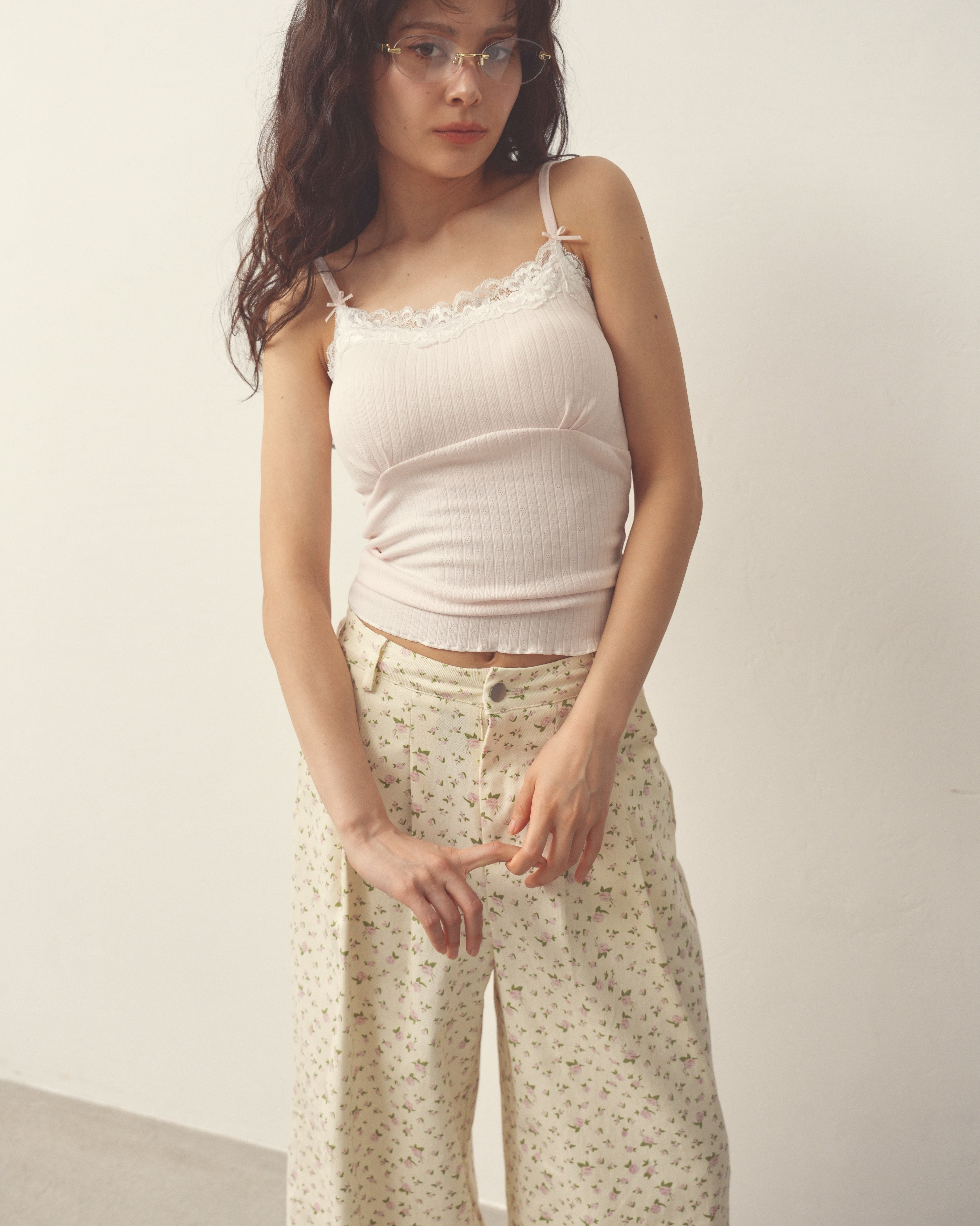 eyelet ribbon camisole