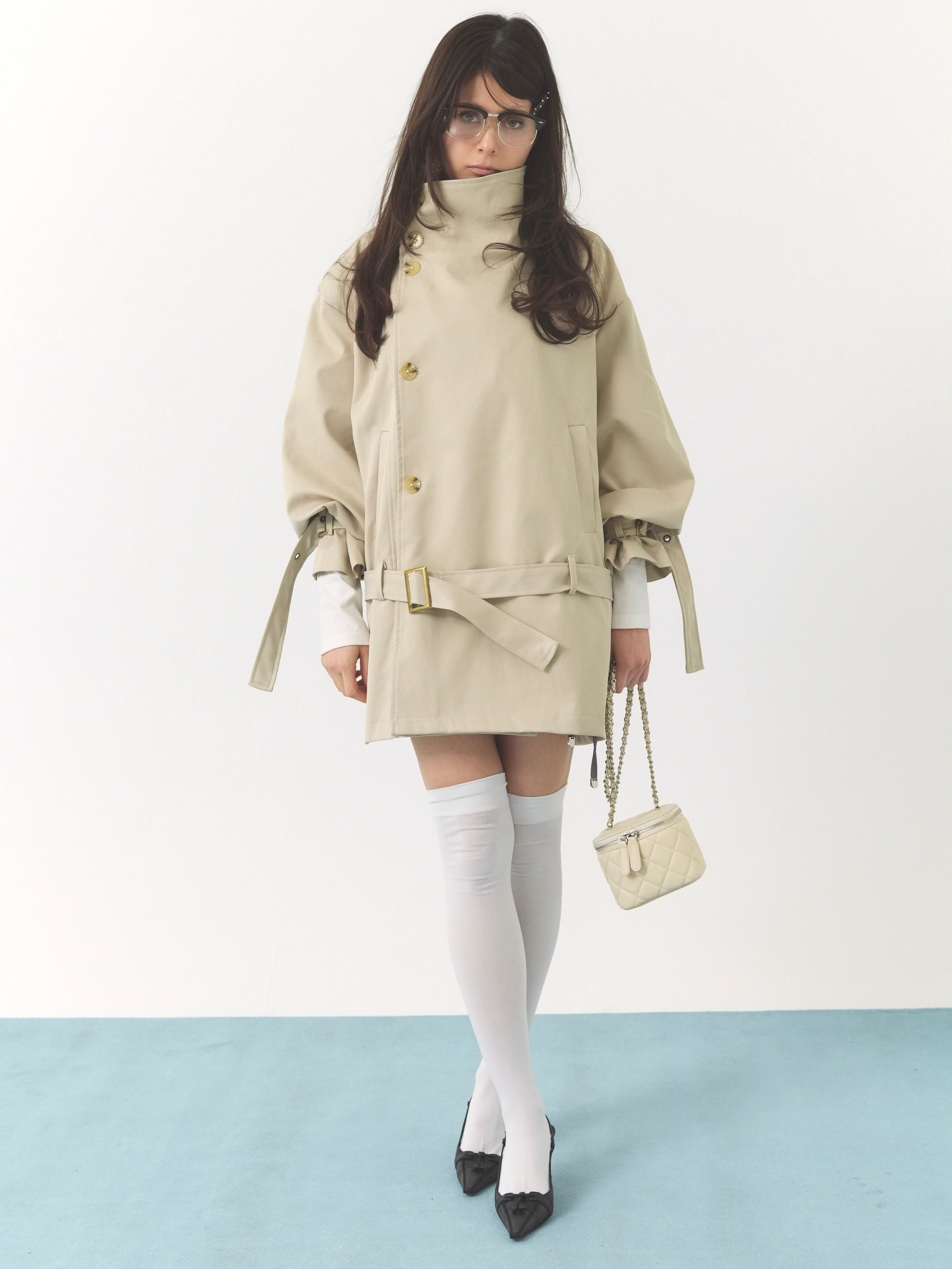 stand collar trench coat