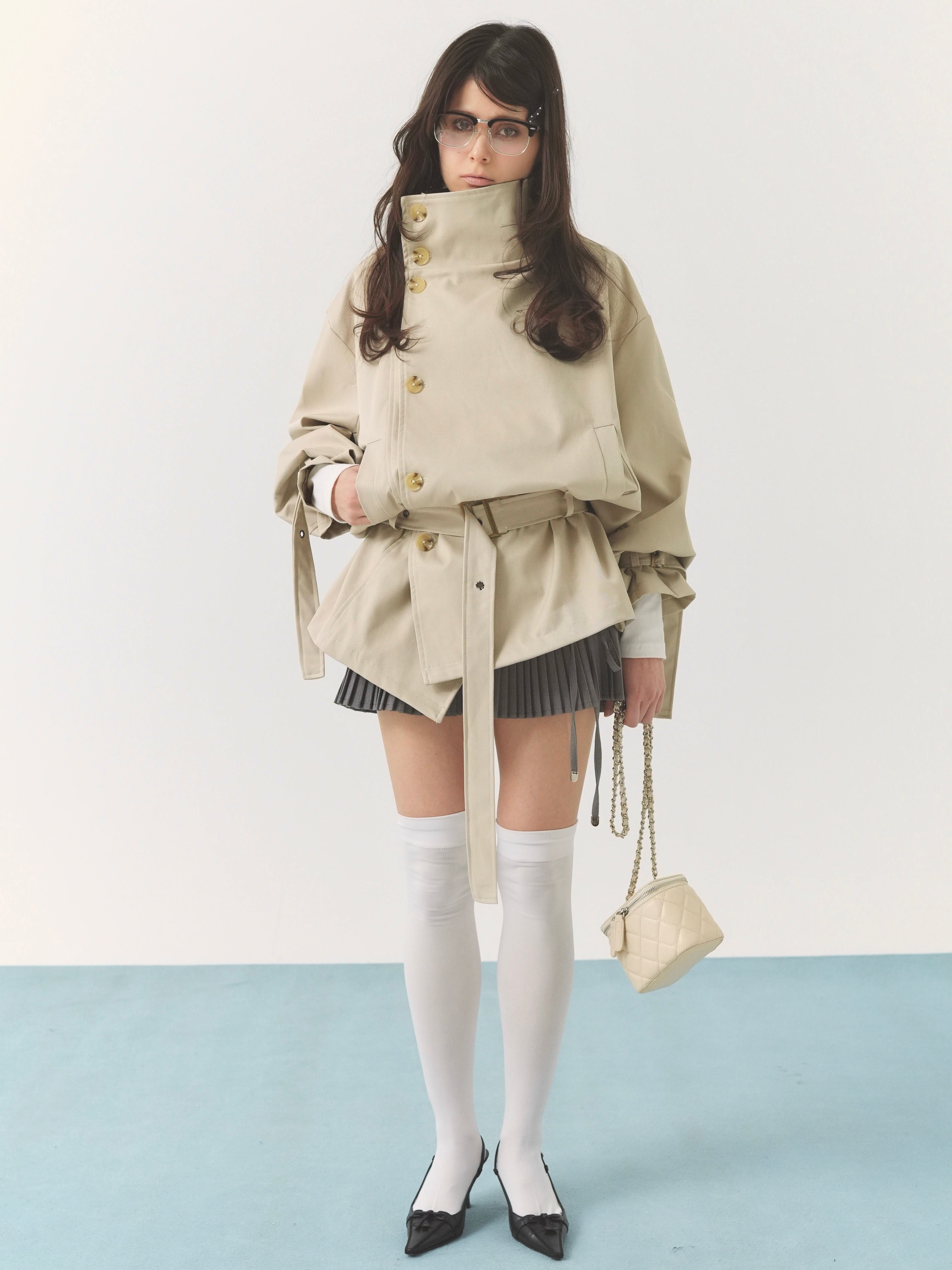 stand collar trench coat