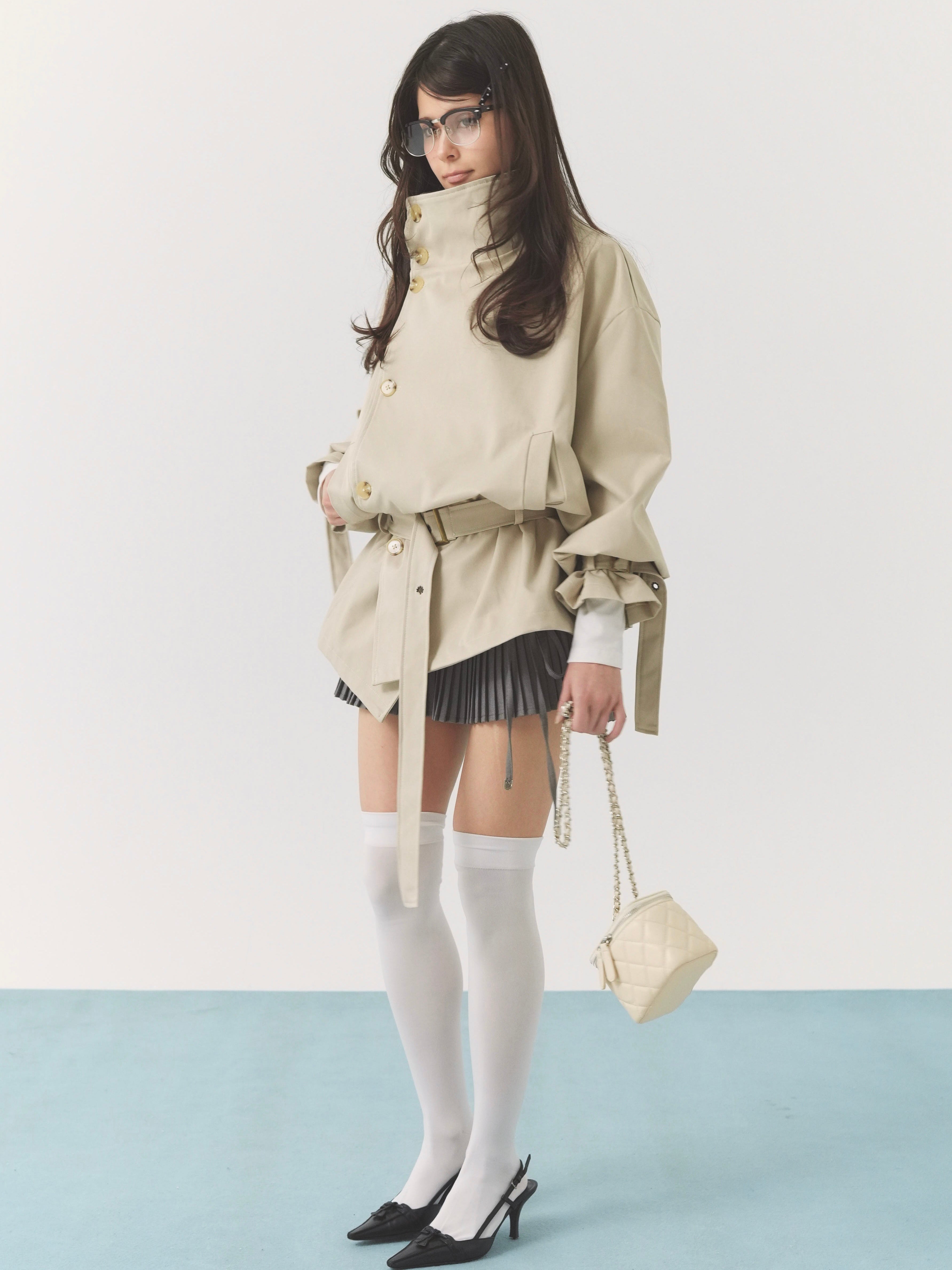 stand collar trench coat