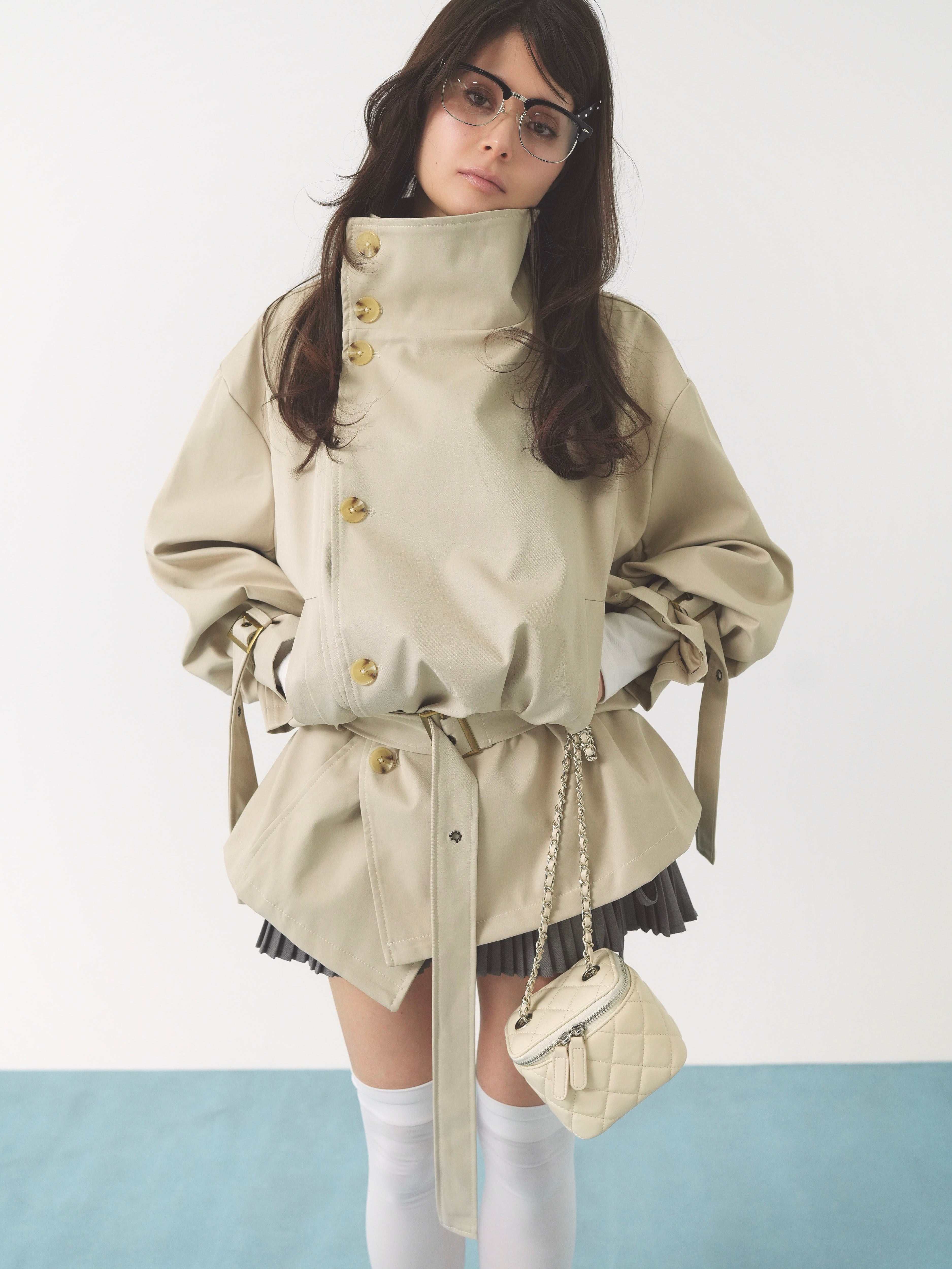 stand collar trench coat