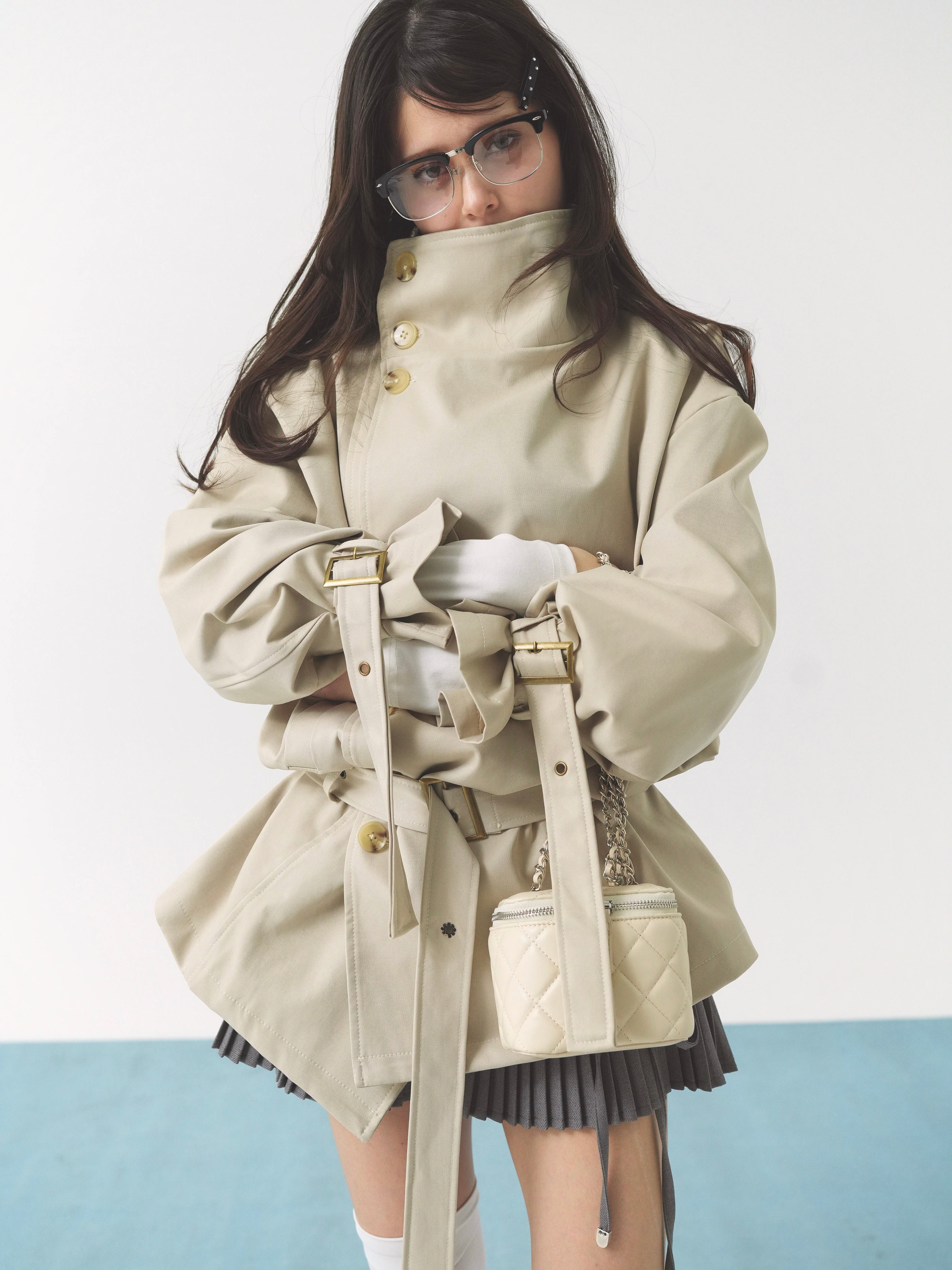 stand collar trench coat