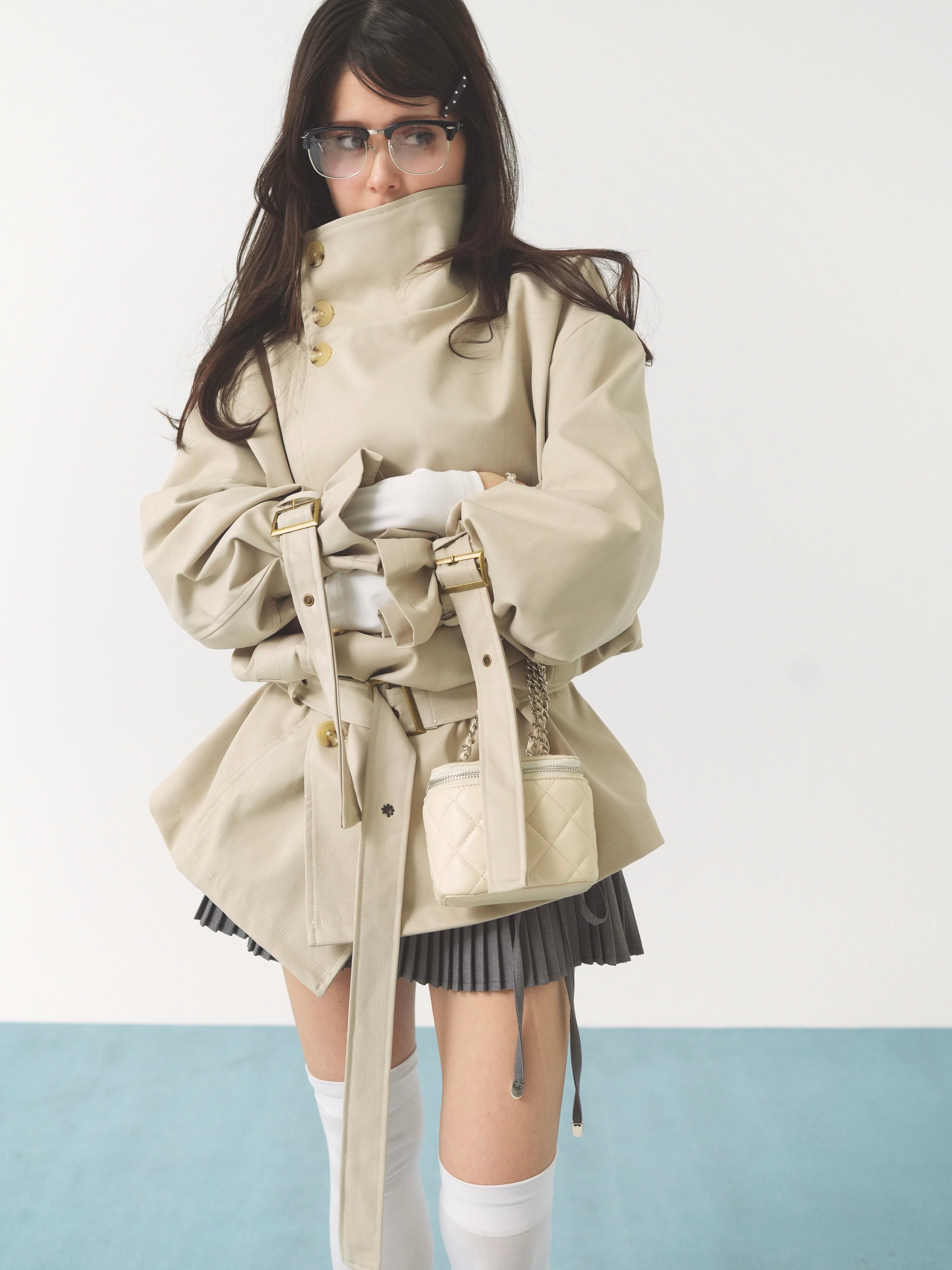 stand collar trench coat