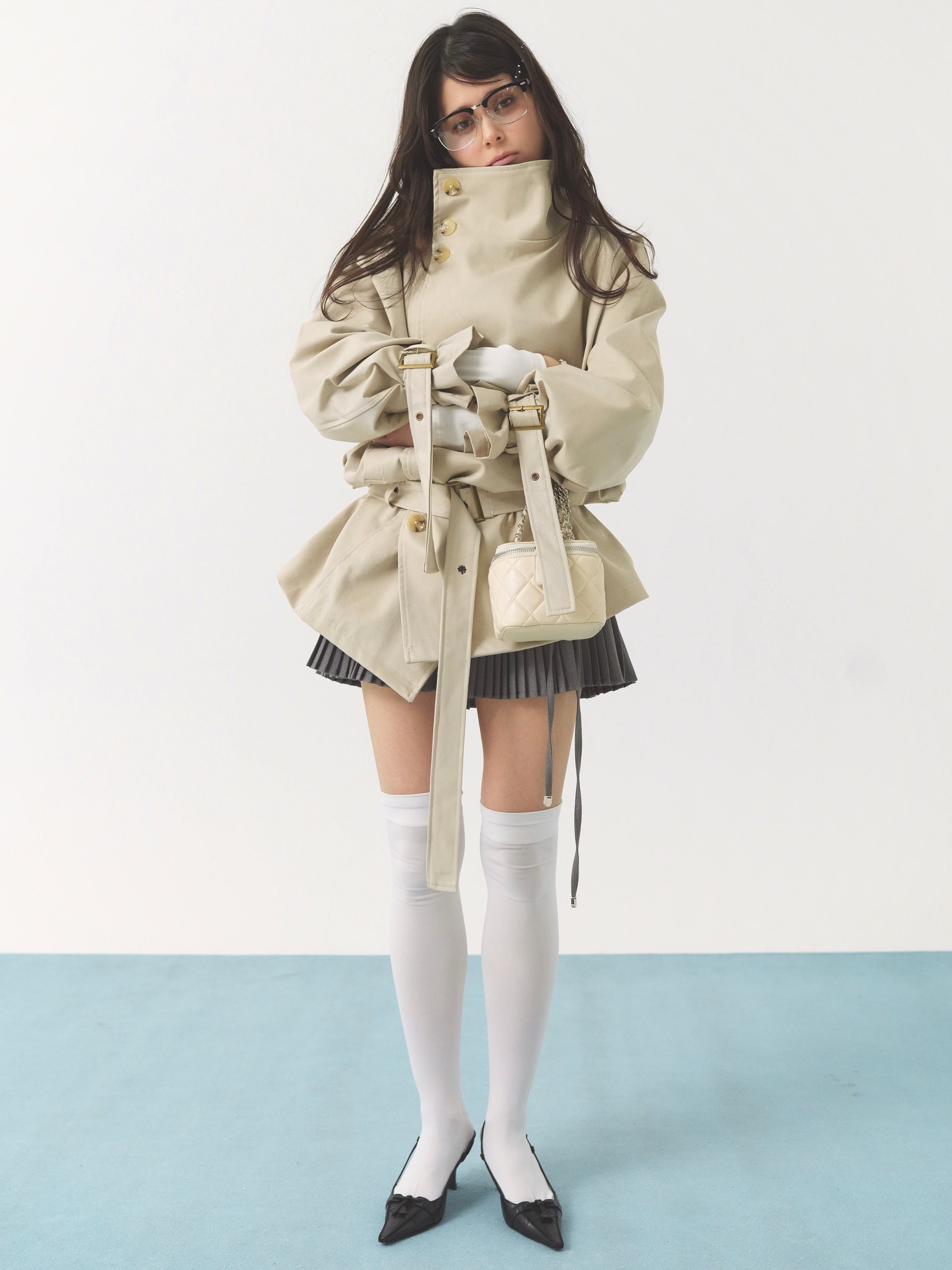 stand collar trench coat