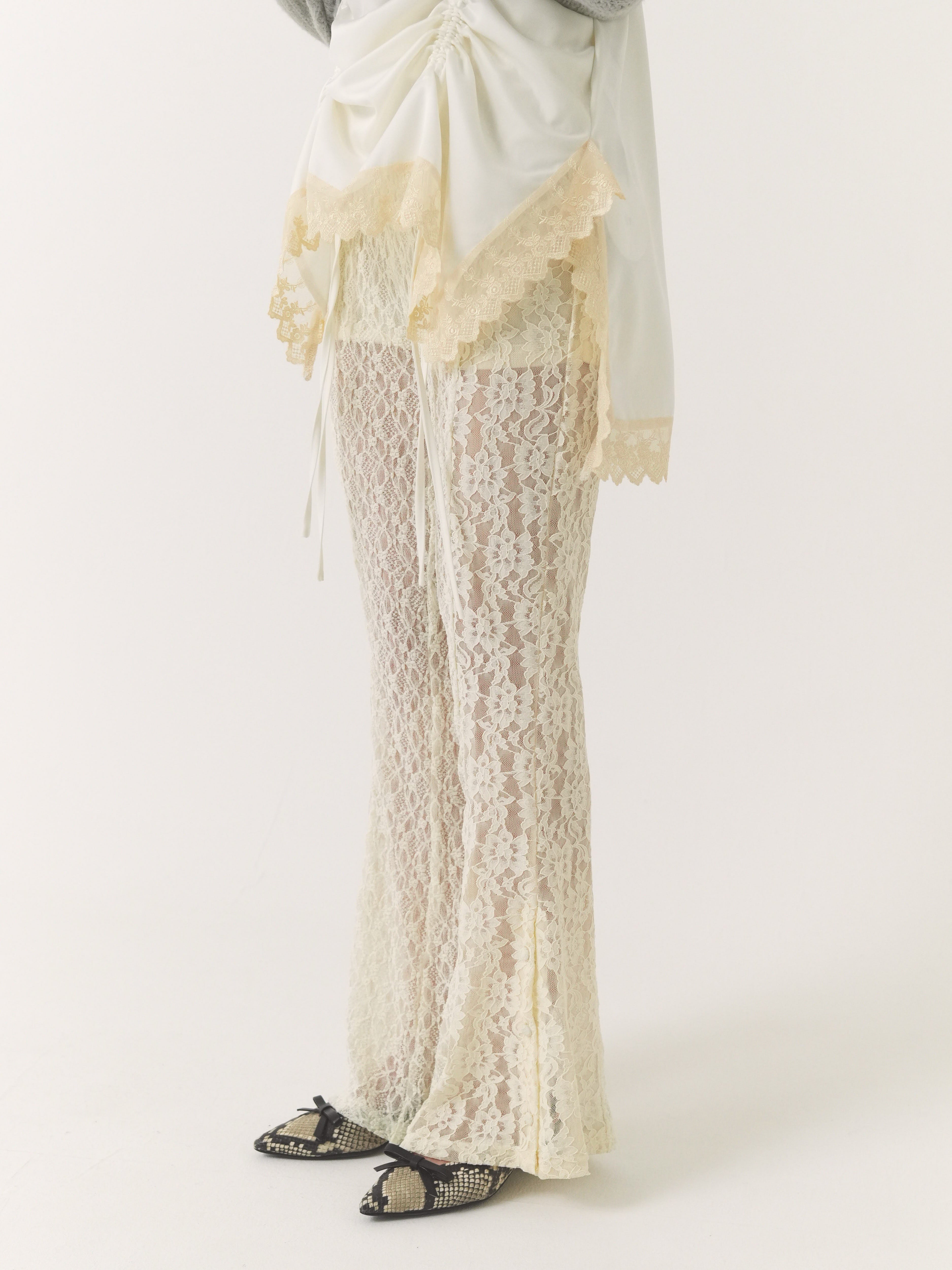 pattern lace flare pants