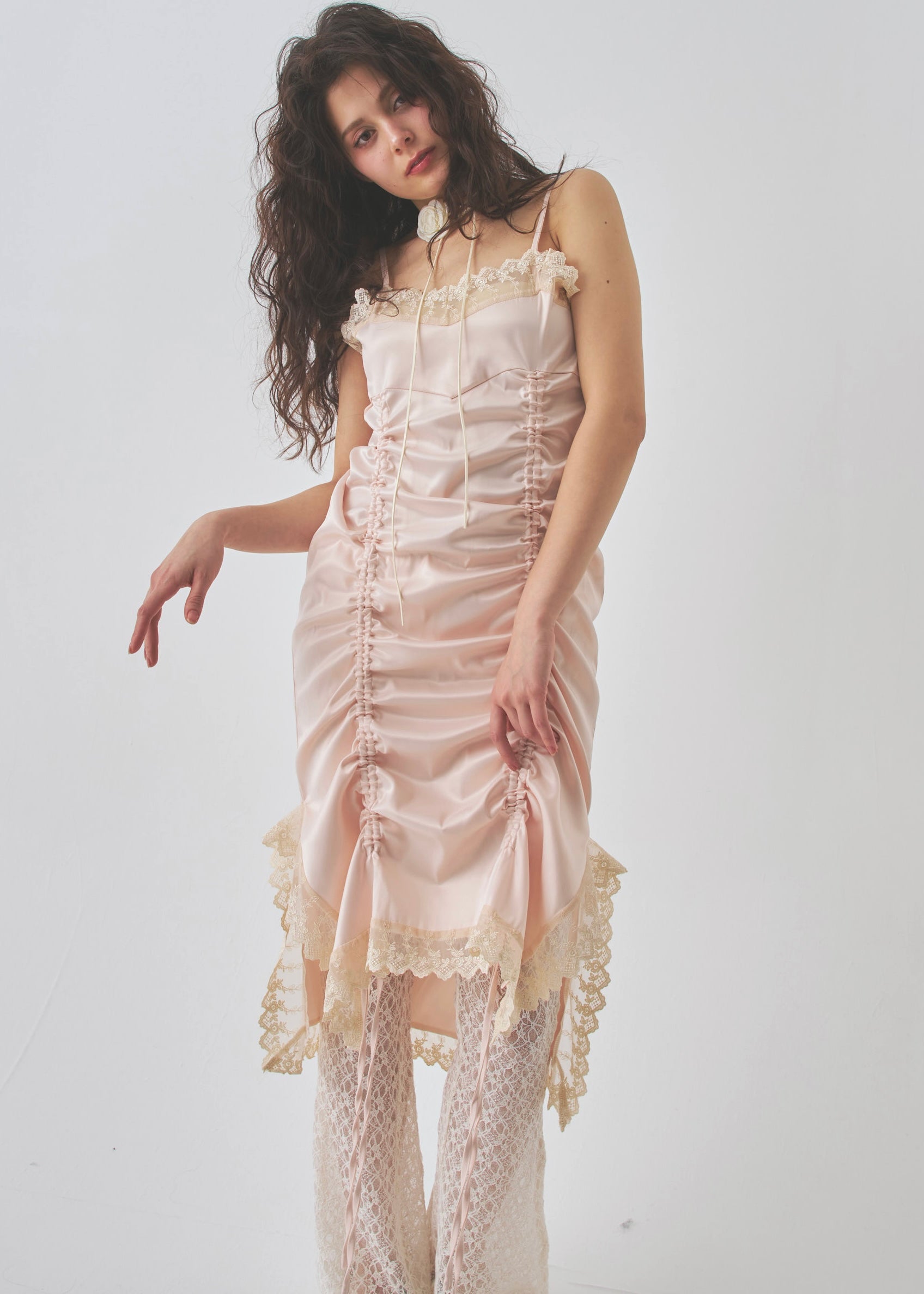 satin gather long op