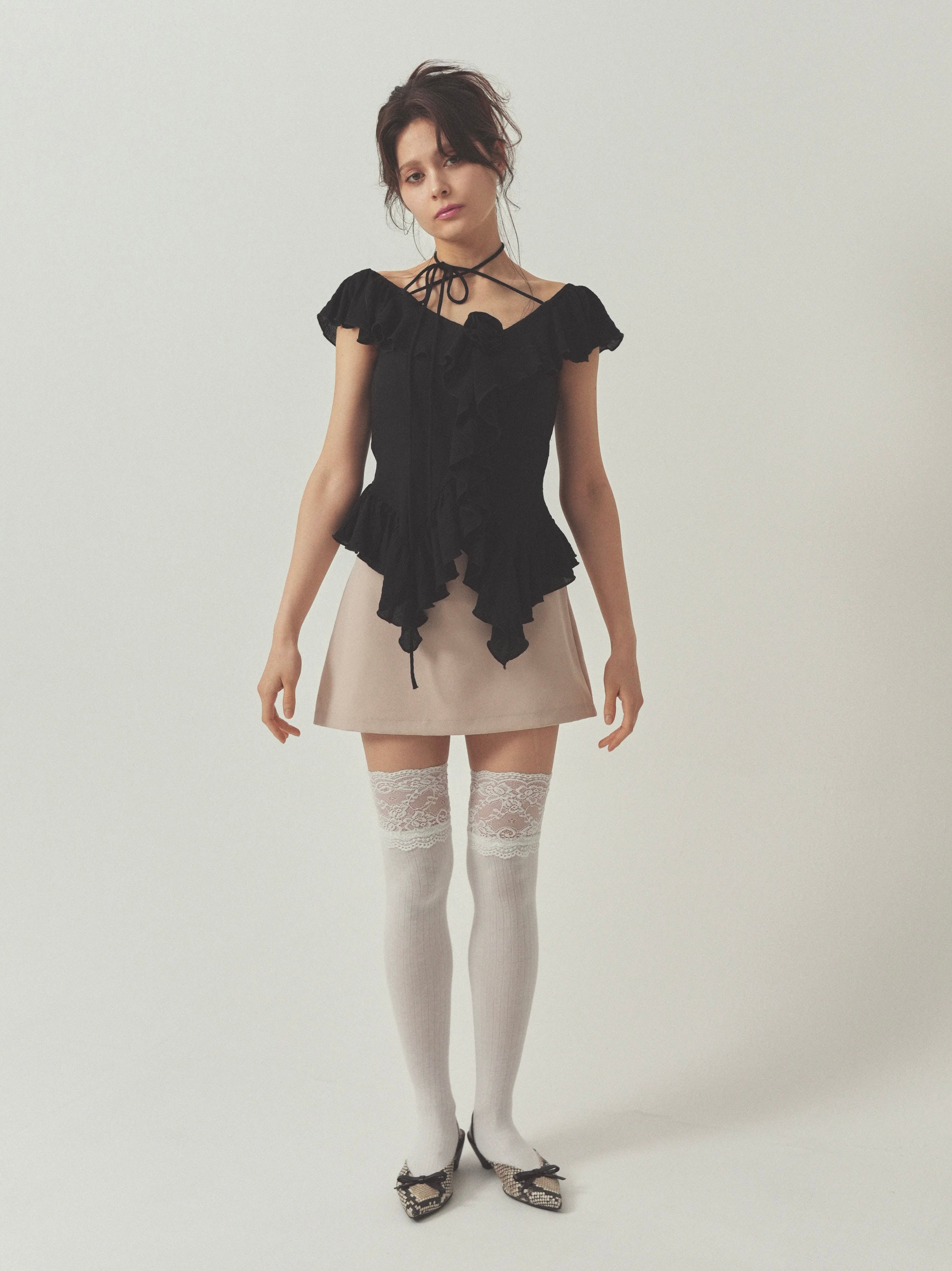 cotton ruffle frill blouse