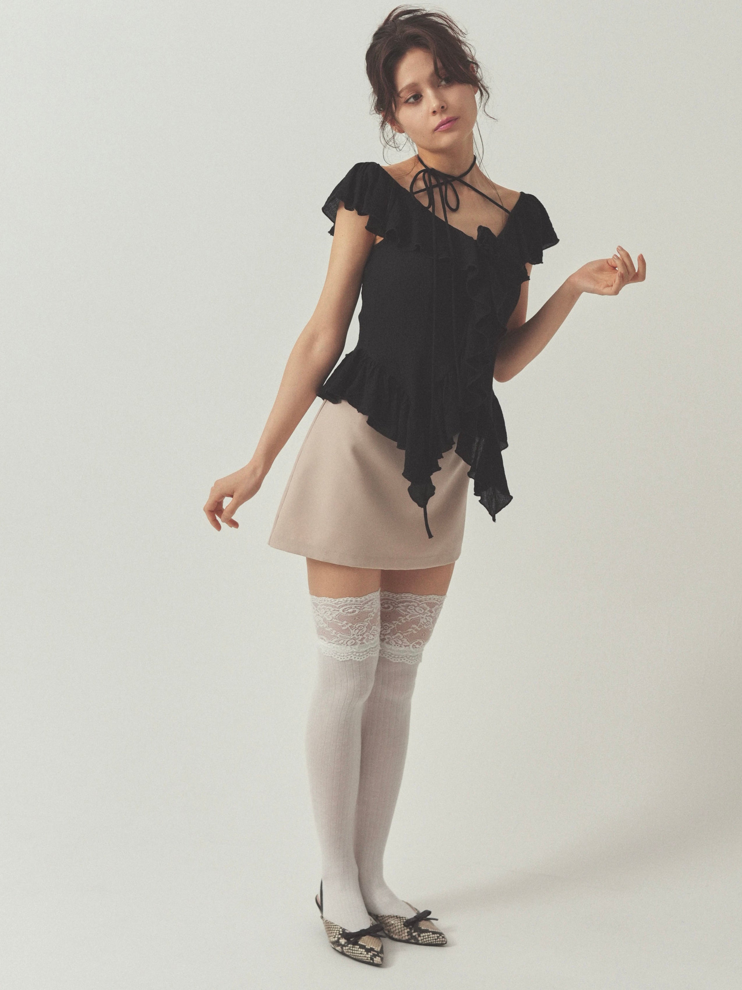 cotton ruffle frill blouse