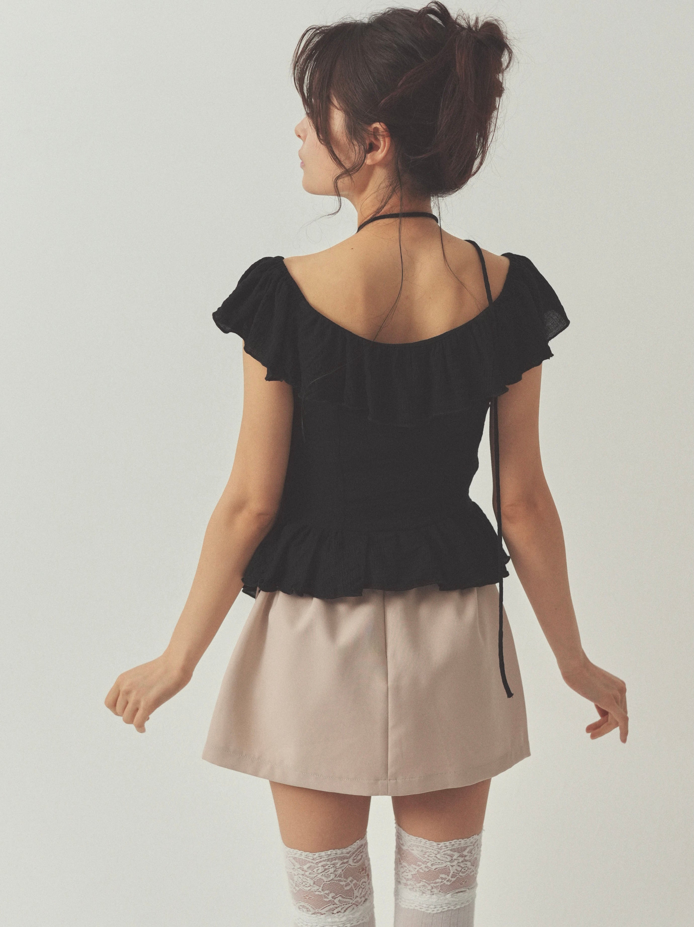 cotton ruffle frill blouse