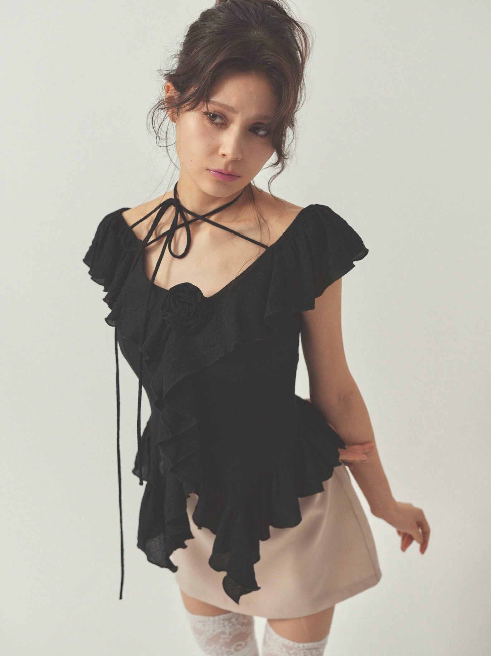 cotton ruffle frill blouse