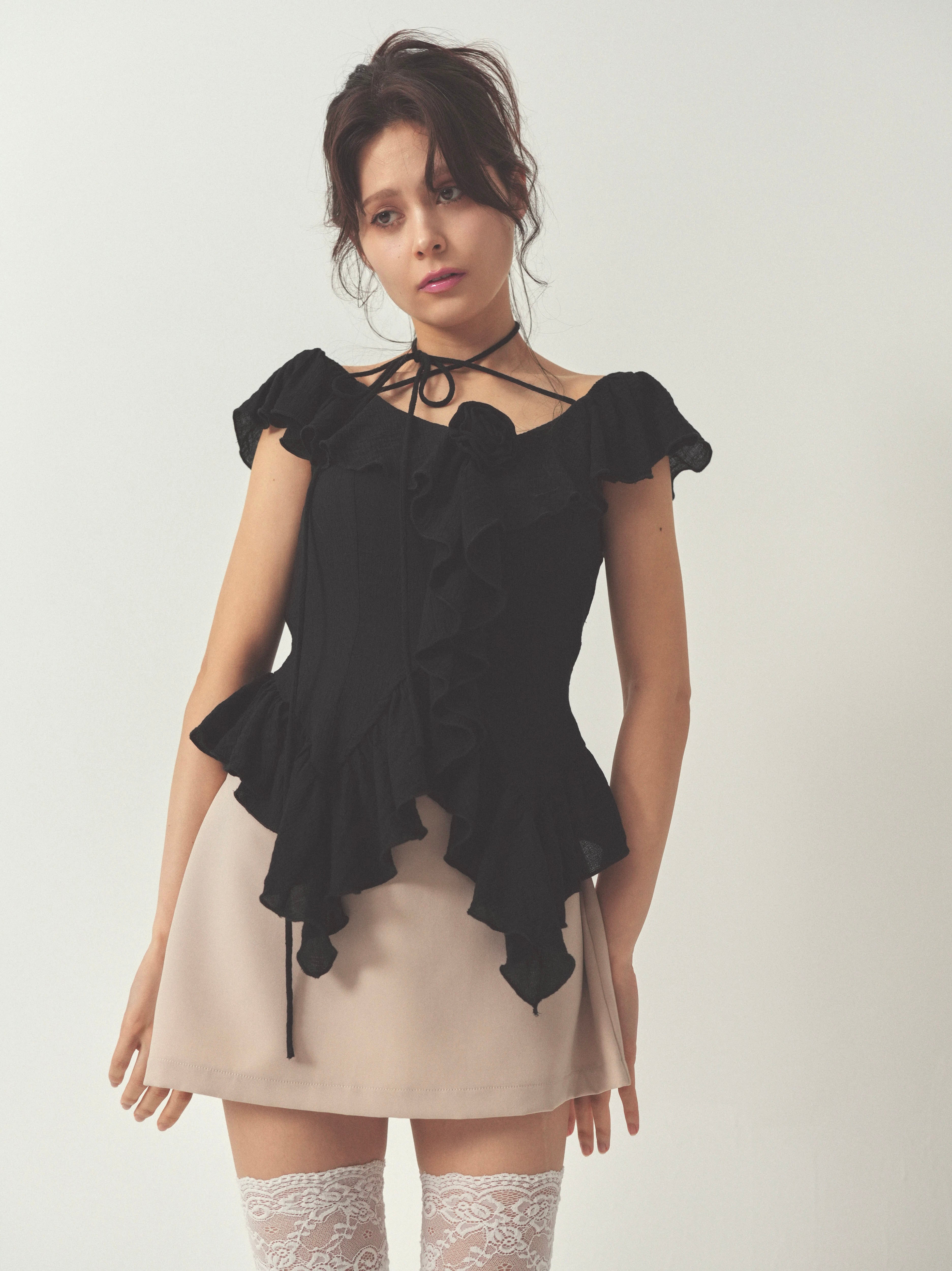 cotton ruffle frill blouse