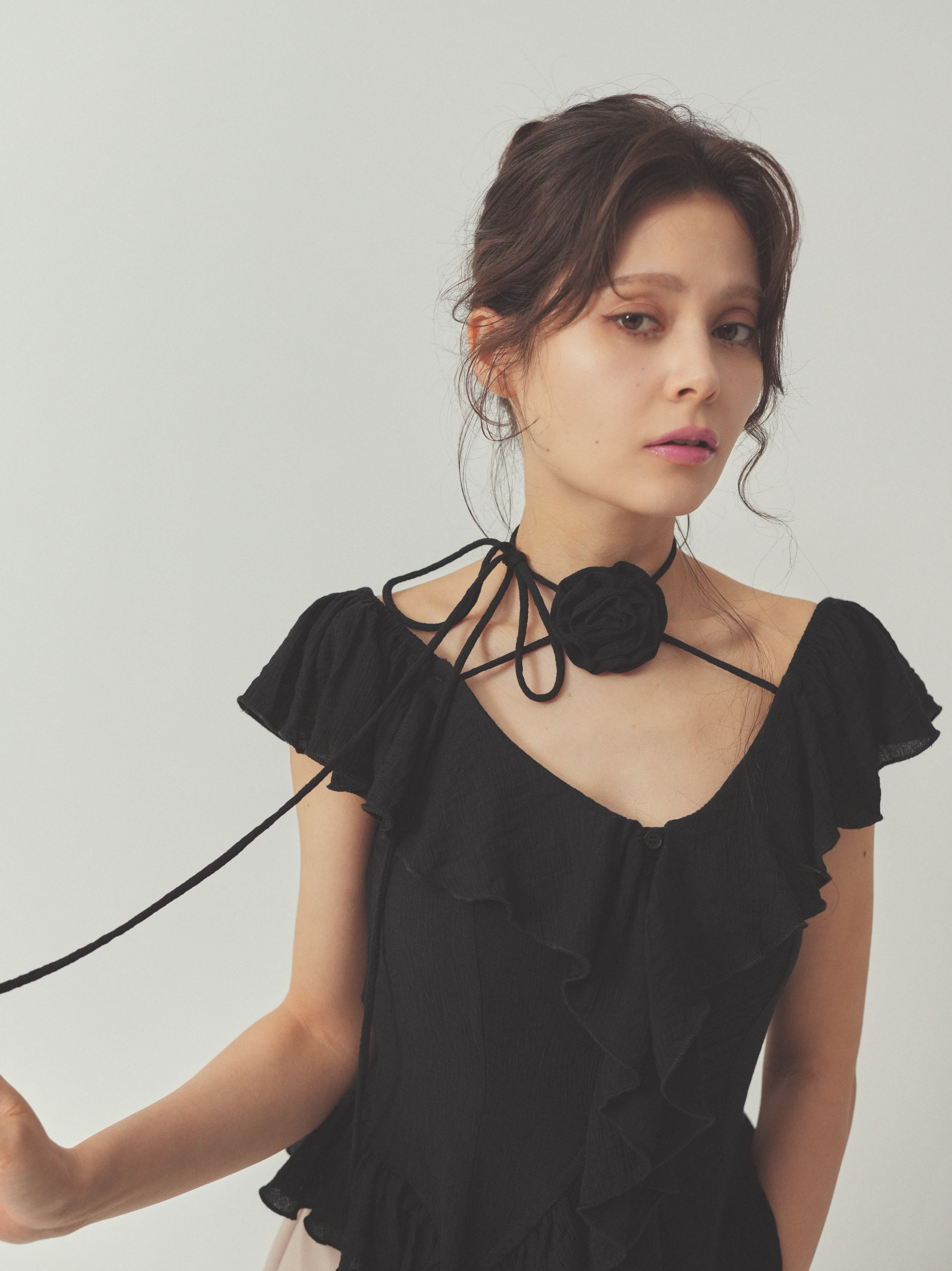 cotton ruffle frill blouse