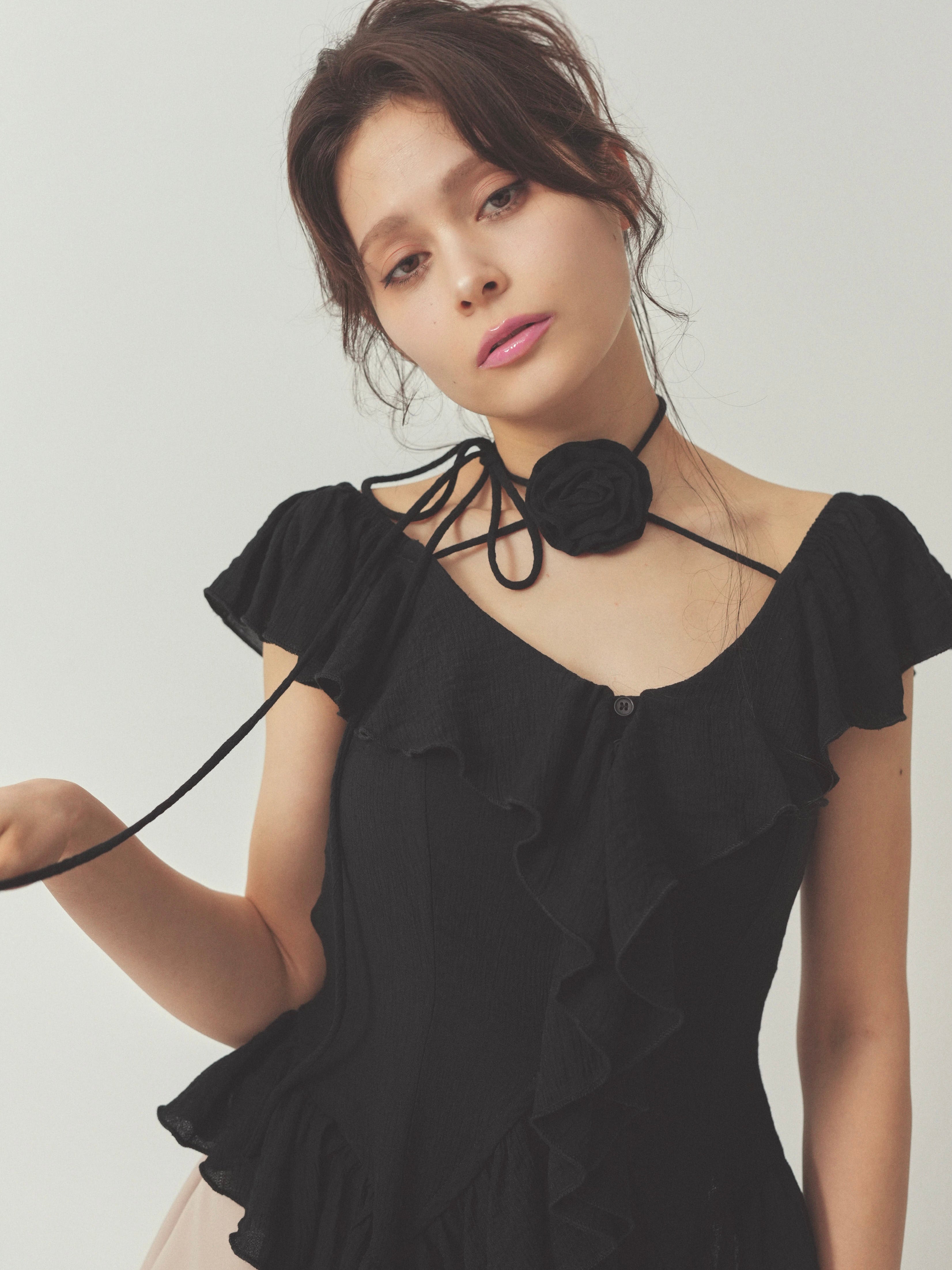 cotton ruffle frill blouse