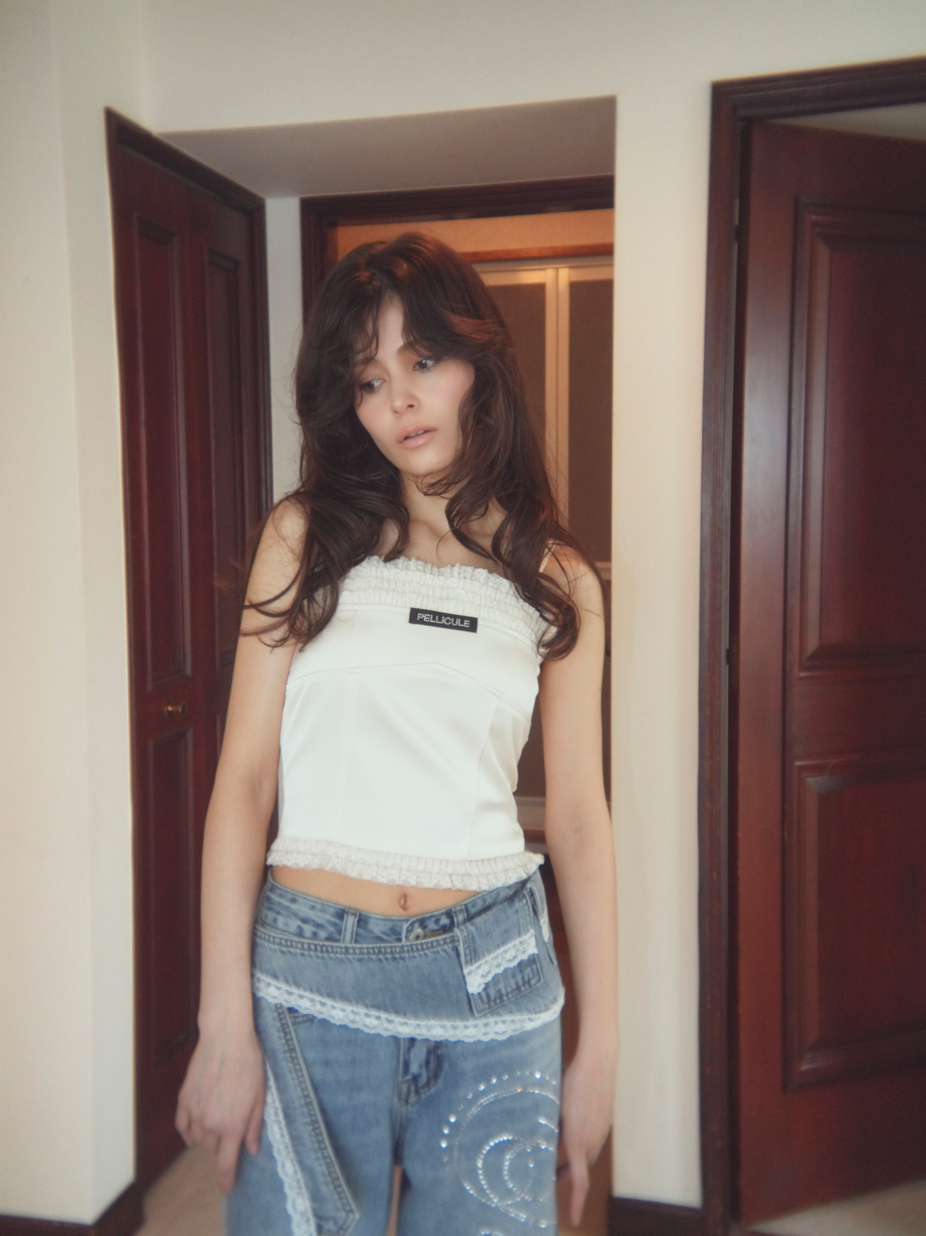【6/15発送:ドット】frontlace corset camisole
