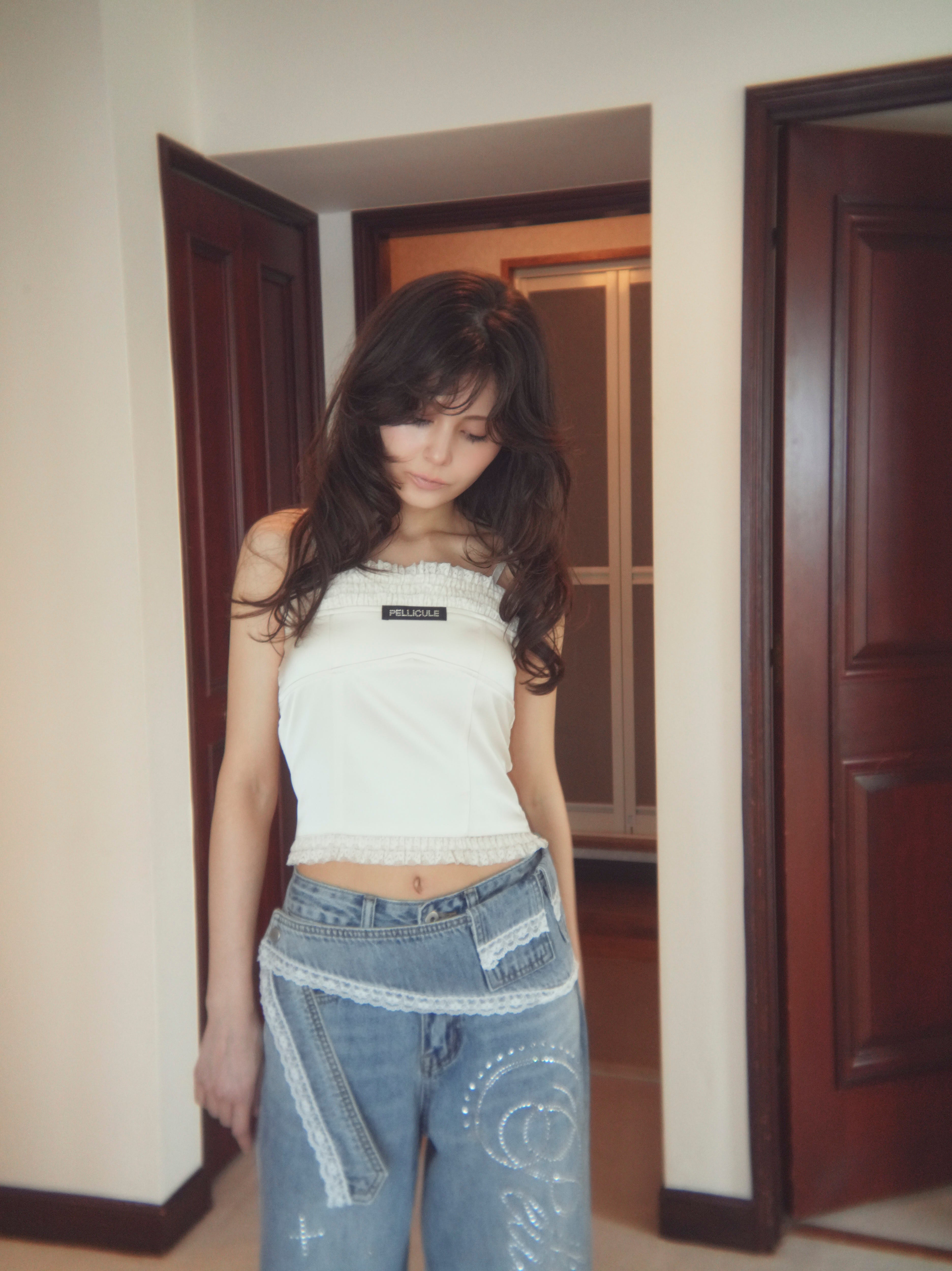 【6/15発送:ドット】frontlace corset camisole
