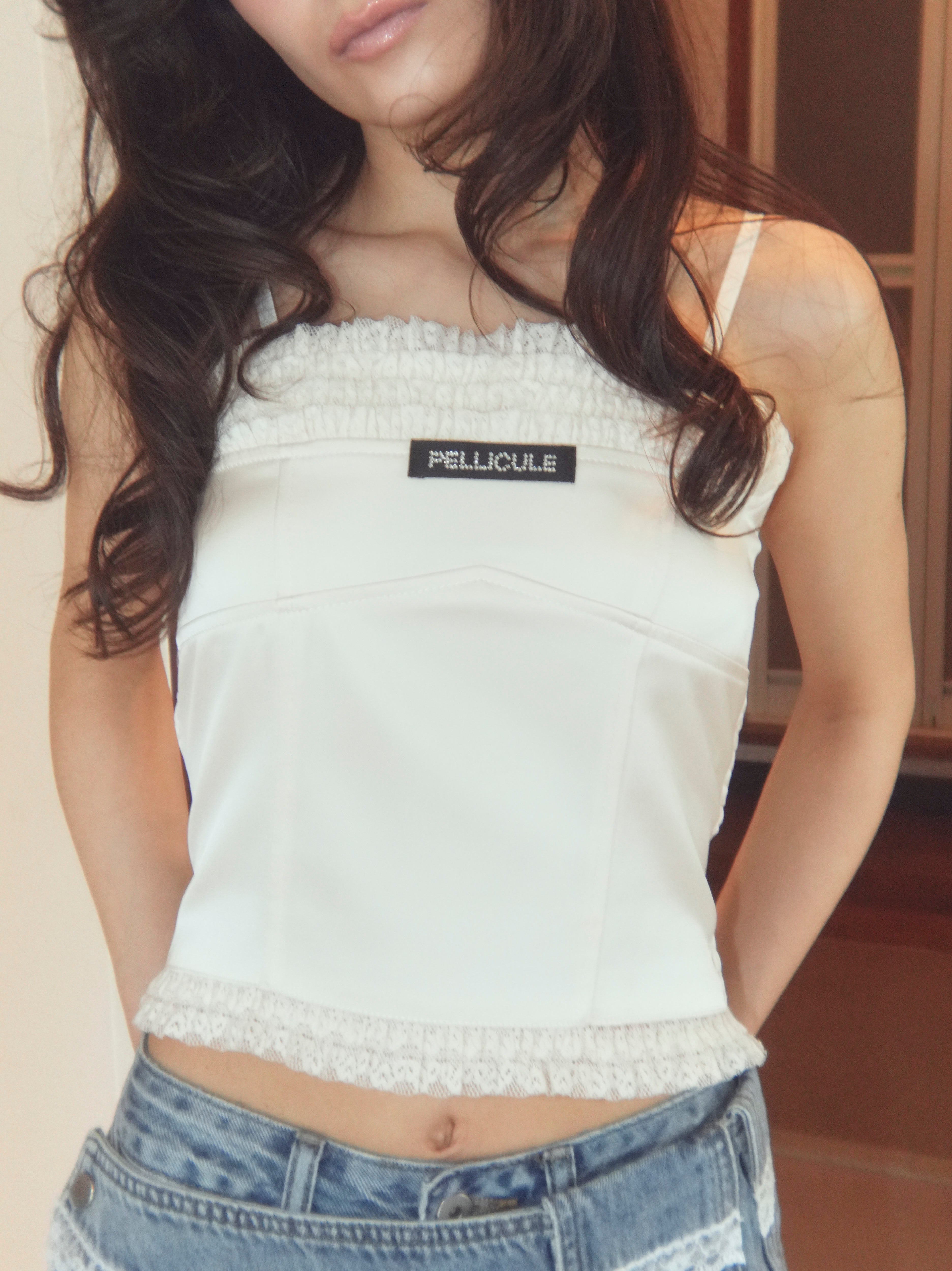 【6/15発送:ドット】frontlace corset camisole
